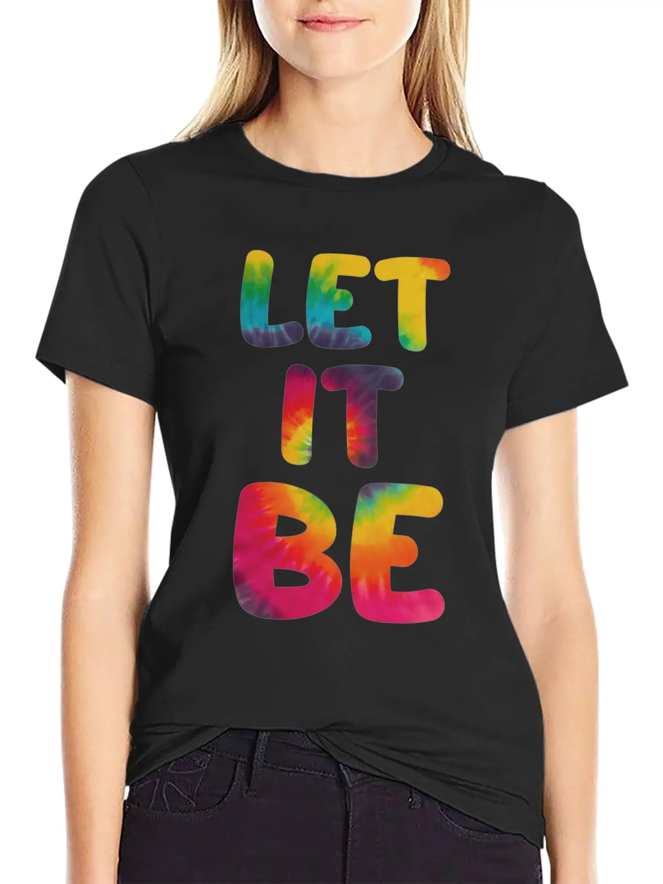 Let It Be Hippie Tie Dye Breathable Graphic T-Shirt – Perfect For Casual Days