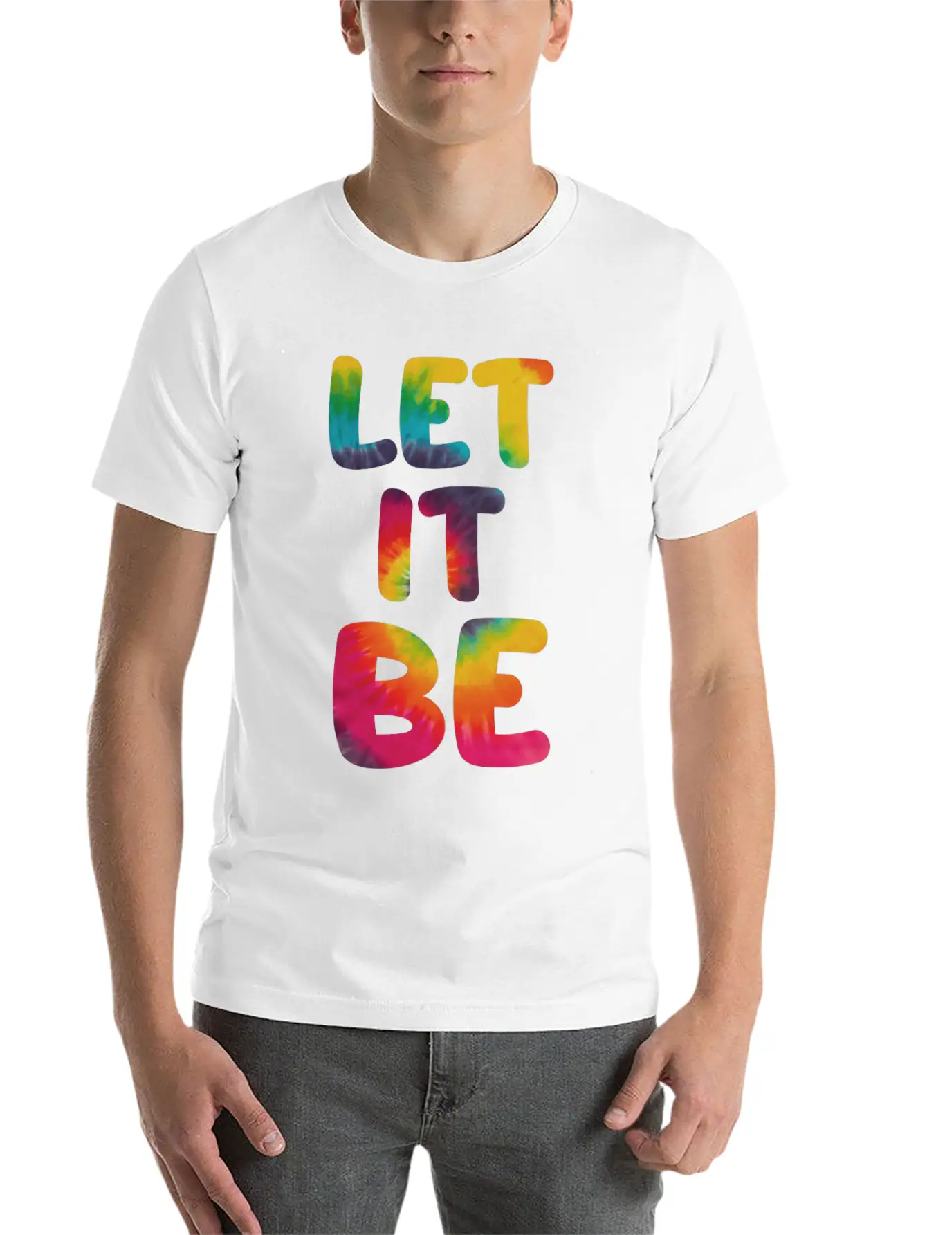 Let It Be Hippie Tie Dye Breathable Graphic T-Shirt – Perfect For Casual Days