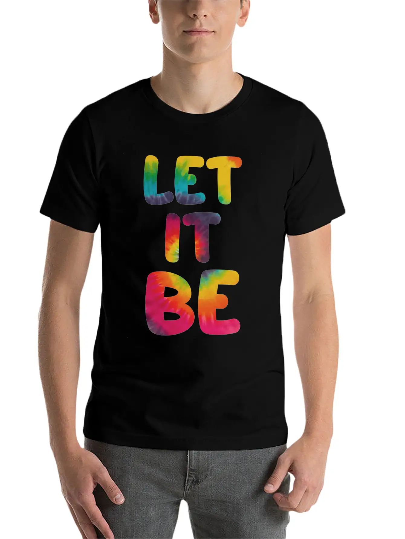 Let It Be Hippie Tie Dye Breathable Graphic T-Shirt – Perfect For Casual Days