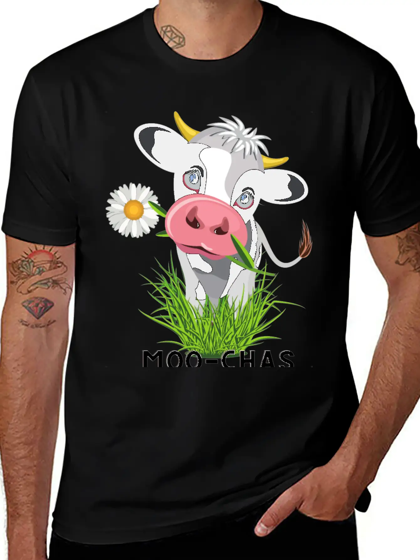 Moo Chas Grass Ias ( Muchas Gracias) Breathable Graphic T-Shirt – Perfect For Casual Days