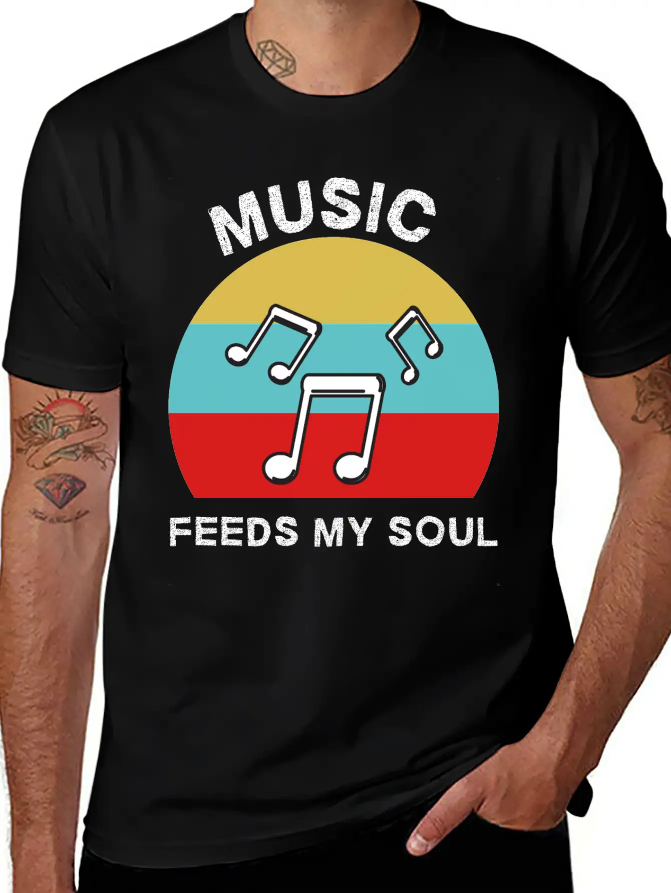Music Feeds My Soul For Music Lovers | Music Lover Basic Graphic T-Shirt – Daily Comfort In Soft Cotton