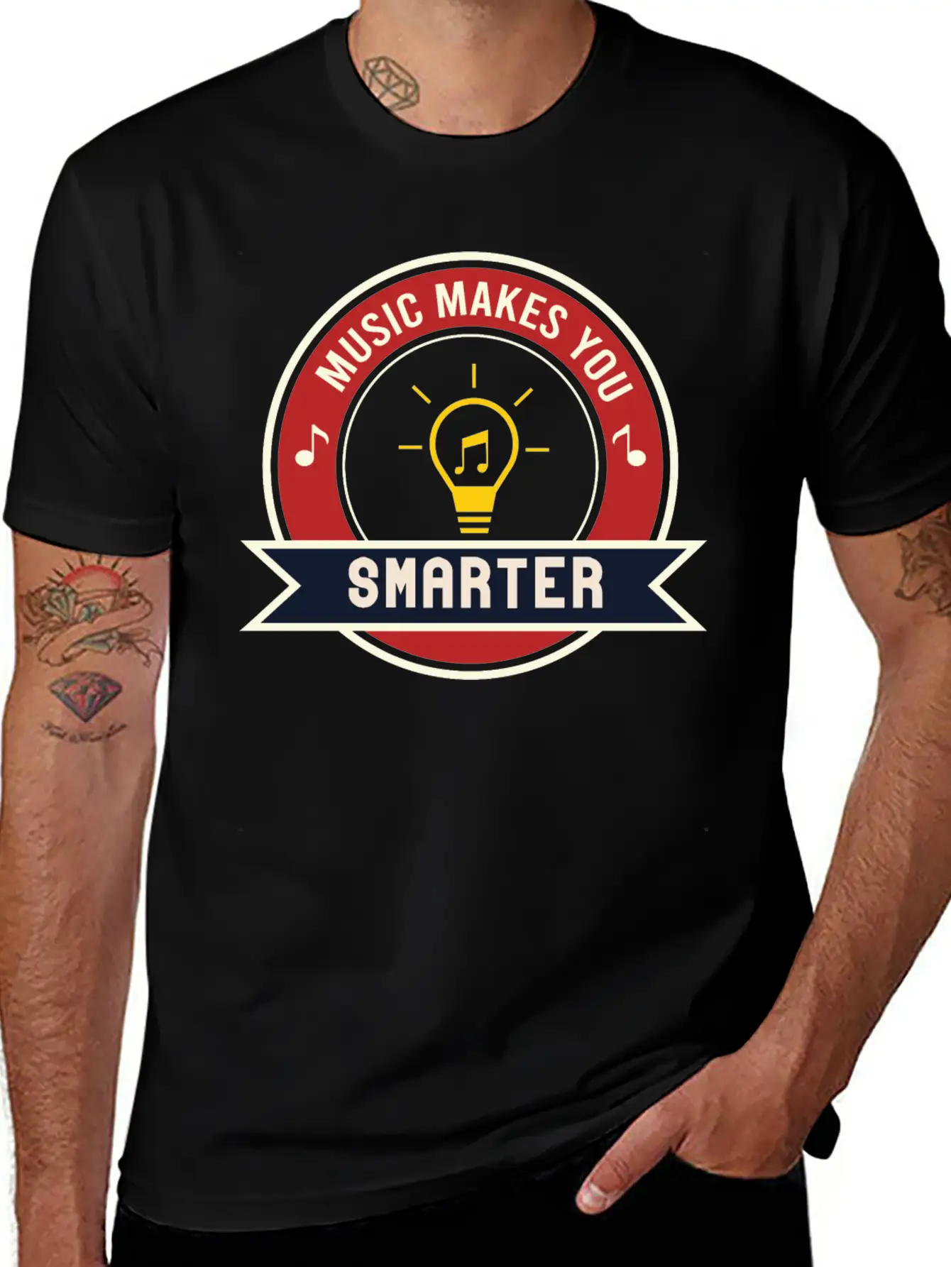 MUSIC MAKES YOU SMARTER Basic Graphic T-Shirt – Daily Comfort In Soft Cotton
