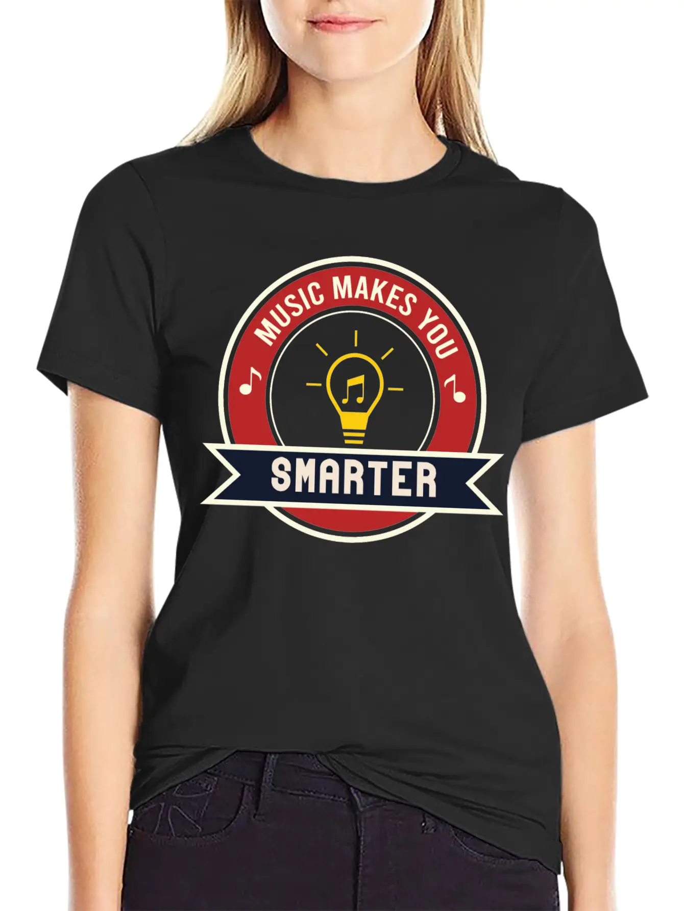 MUSIC MAKES YOU SMARTER Basic Graphic T-Shirt – Daily Comfort In Soft Cotton