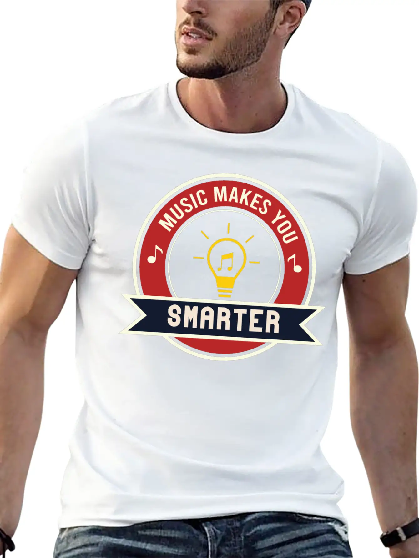 MUSIC MAKES YOU SMARTER Basic Graphic T-Shirt – Daily Comfort In Soft Cotton