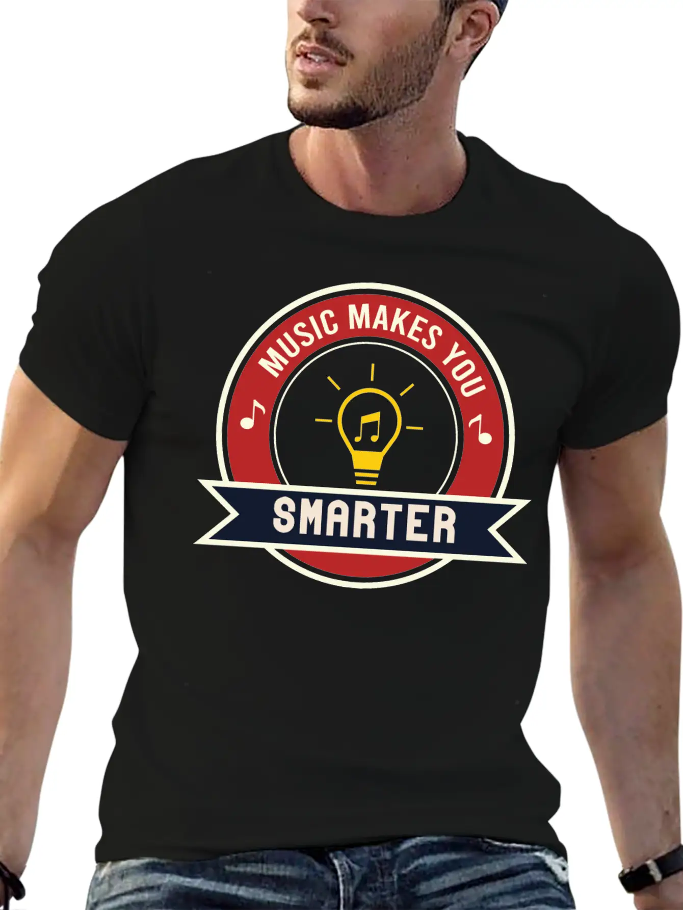 MUSIC MAKES YOU SMARTER Basic Graphic T-Shirt – Daily Comfort In Soft Cotton