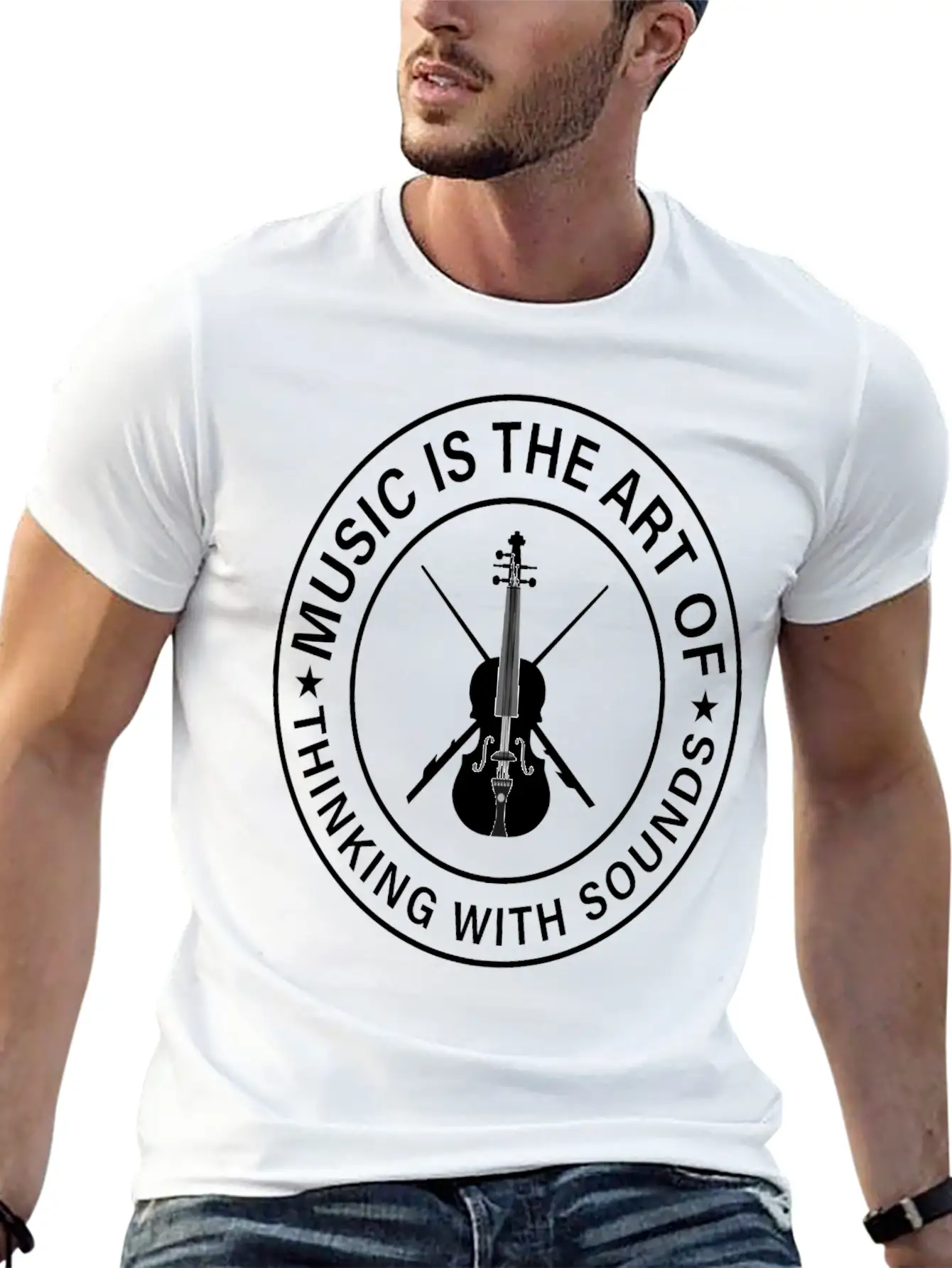 Music The Art Of Thinking In Tones Sounds Thinking Basic Graphic T-Shirt – Daily Comfort In Soft Cotton