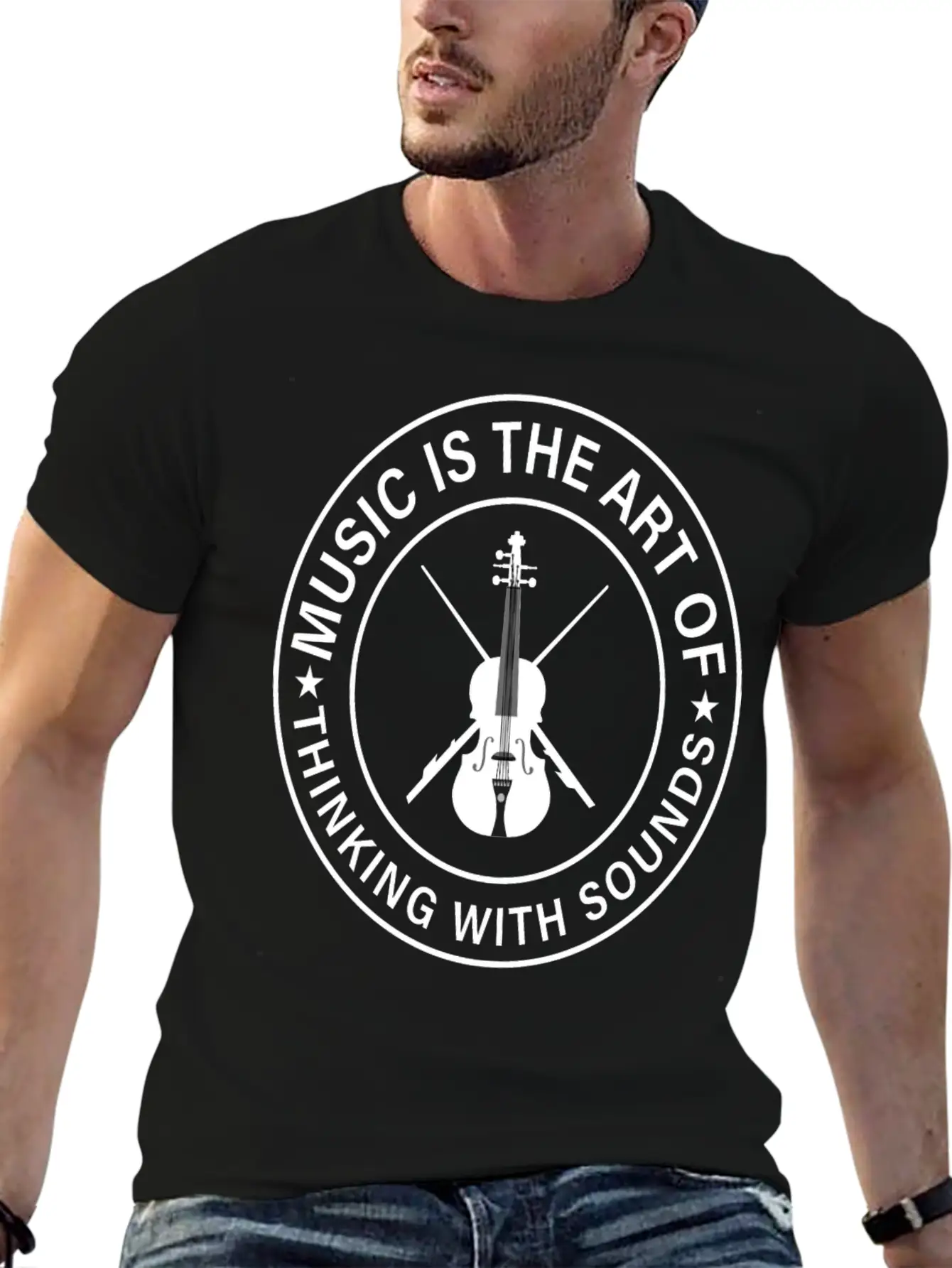Music The Art Of Thinking In Tones Sounds Thinking Basic Graphic T-Shirt – Daily Comfort In Soft Cotton