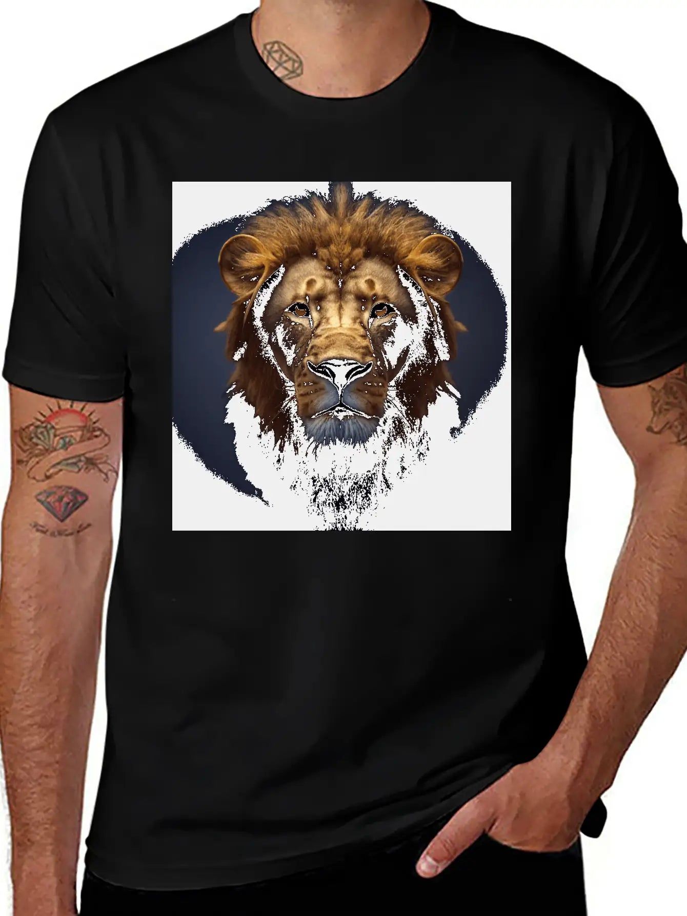 Photorealistic Male Lion Version 3 Breathable Graphic T-Shirt – Perfect For Casual Days