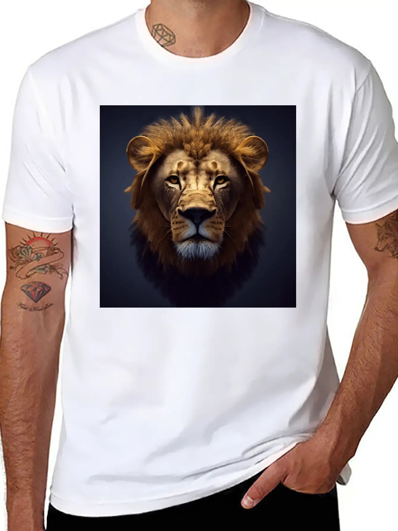 Photorealistic Male Lion Version 3 Breathable Graphic T-Shirt – Perfect For Casual Days