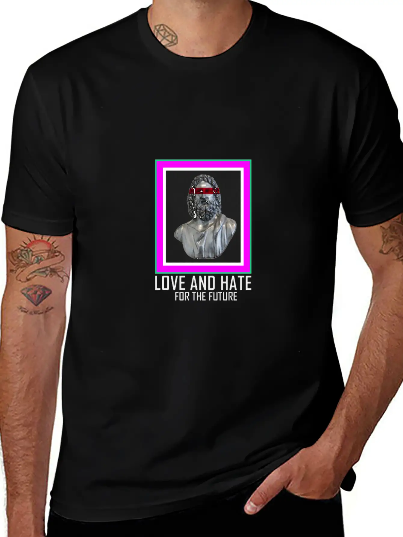 PICTURE LOVE AND HATE Breathable Graphic T-Shirt – Perfect For Casual Days