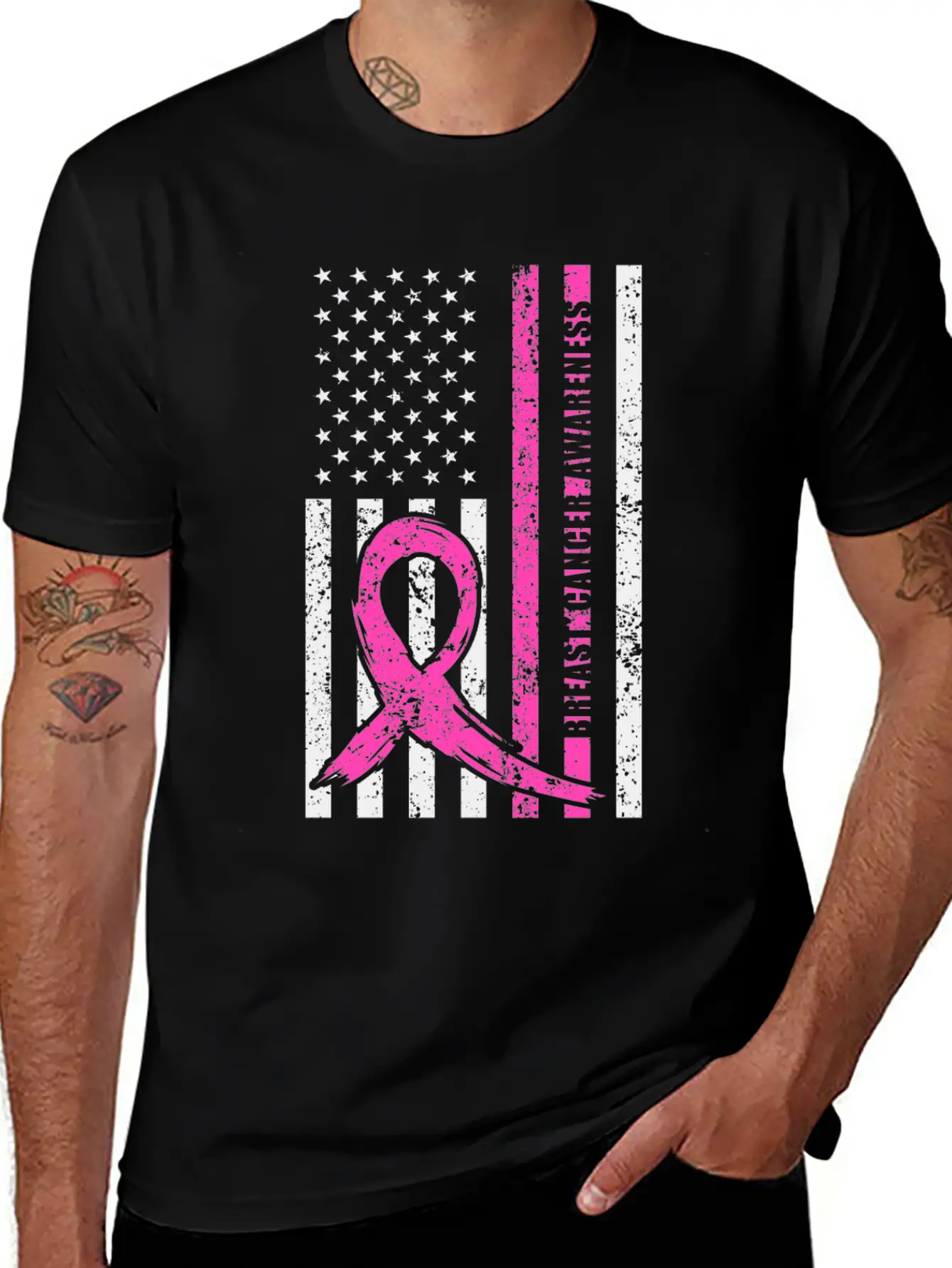 Pink Ribbon Breast Cancer Awareness Month American Basic Graphic T-Shirt – Daily Comfort In Soft Cotton