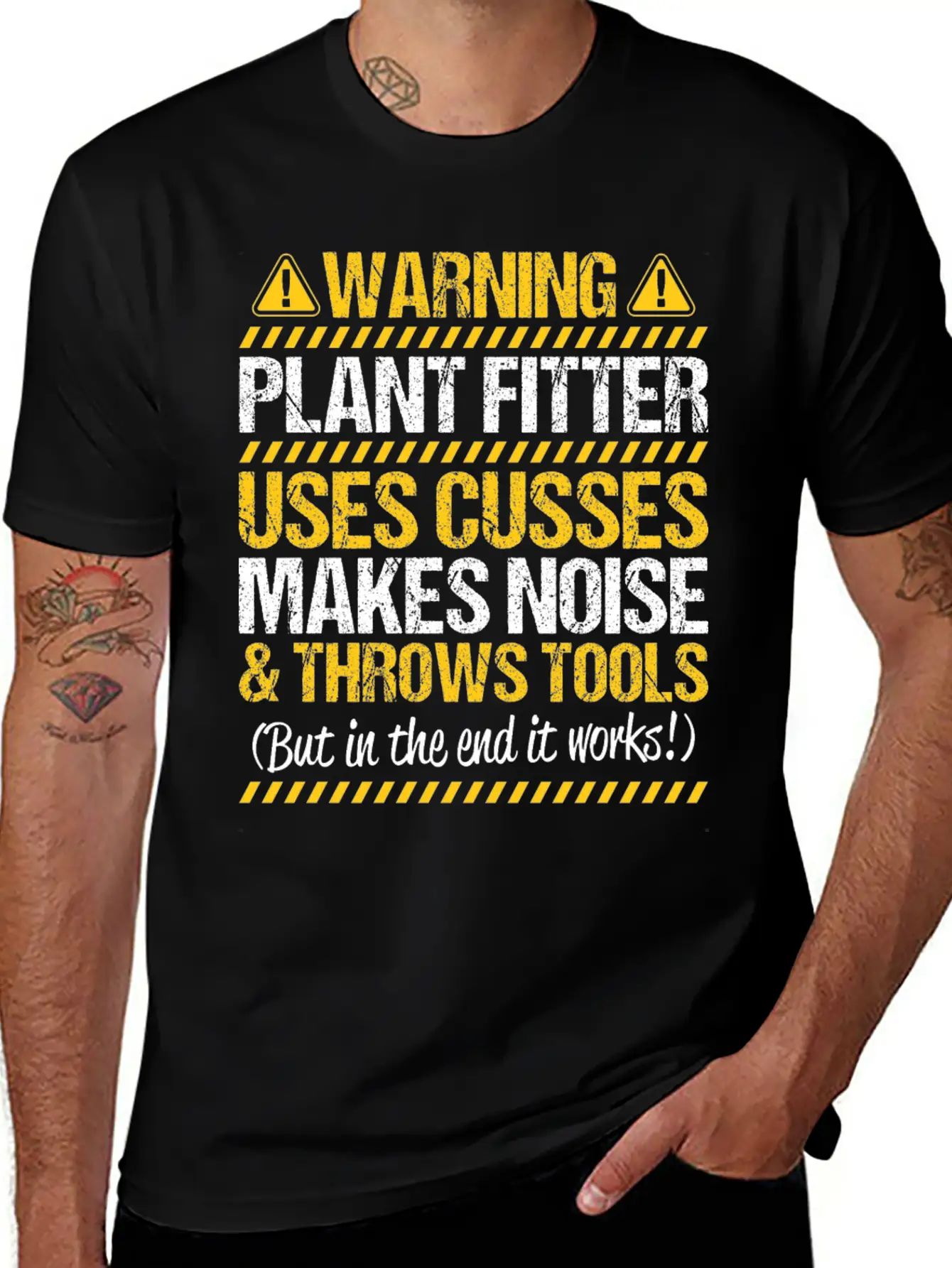 Plant Fitter Plant Mechanic Gift Present Warning Basic Graphic T-Shirt – Daily Comfort In Soft Cotton