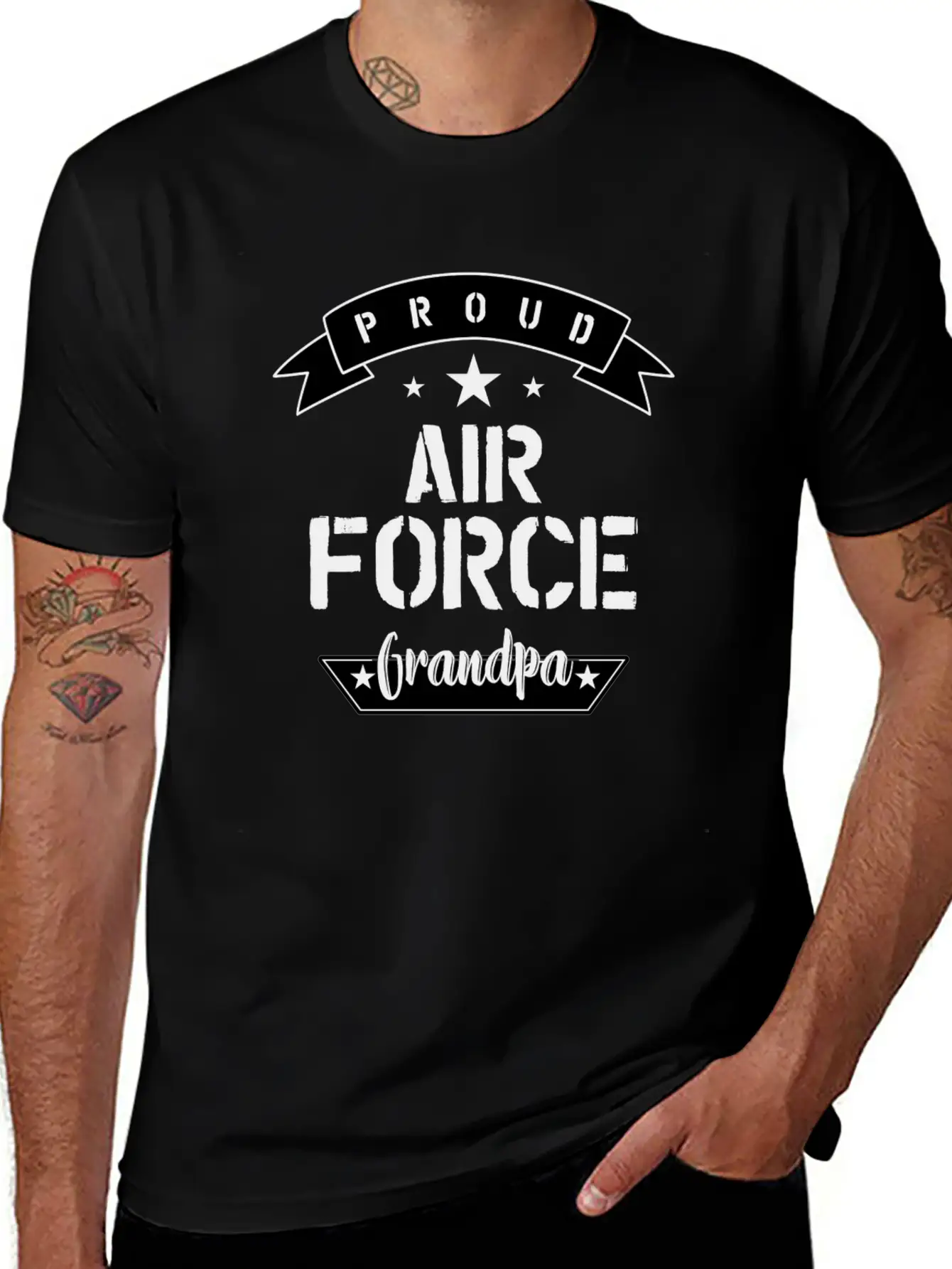 Proud Air Force Grandpa Basic Graphic T-Shirt – Daily Comfort In Soft Cotton