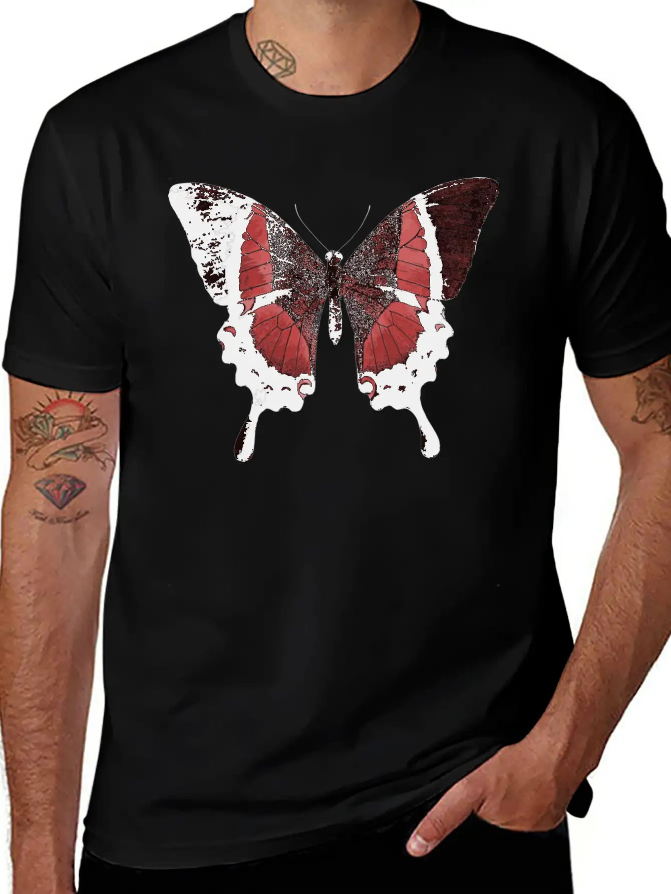 Red Butterfly Basic Graphic T-Shirt – Daily Comfort In Soft Cotton