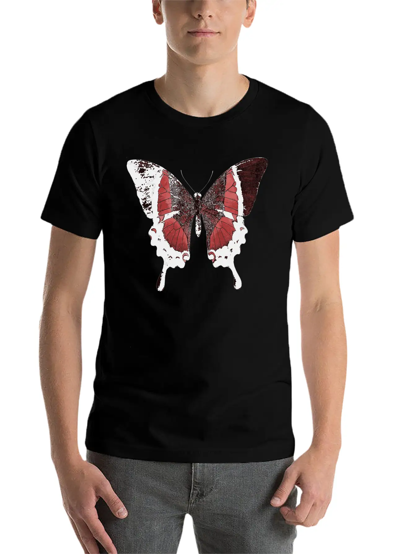 Red Butterfly Basic Graphic T-Shirt – Daily Comfort In Soft Cotton