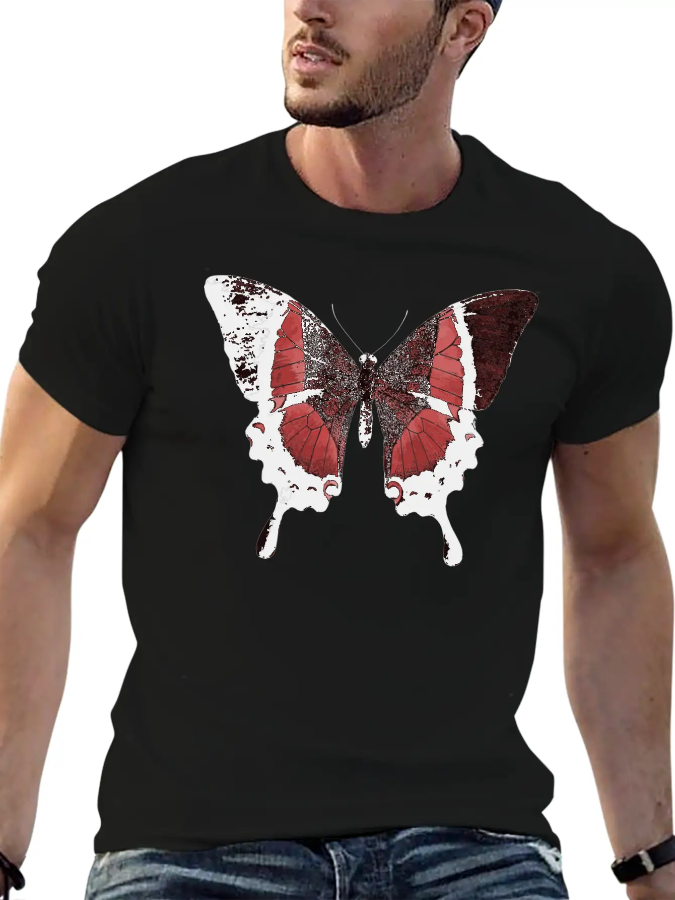 Red Butterfly Basic Graphic T-Shirt – Daily Comfort In Soft Cotton