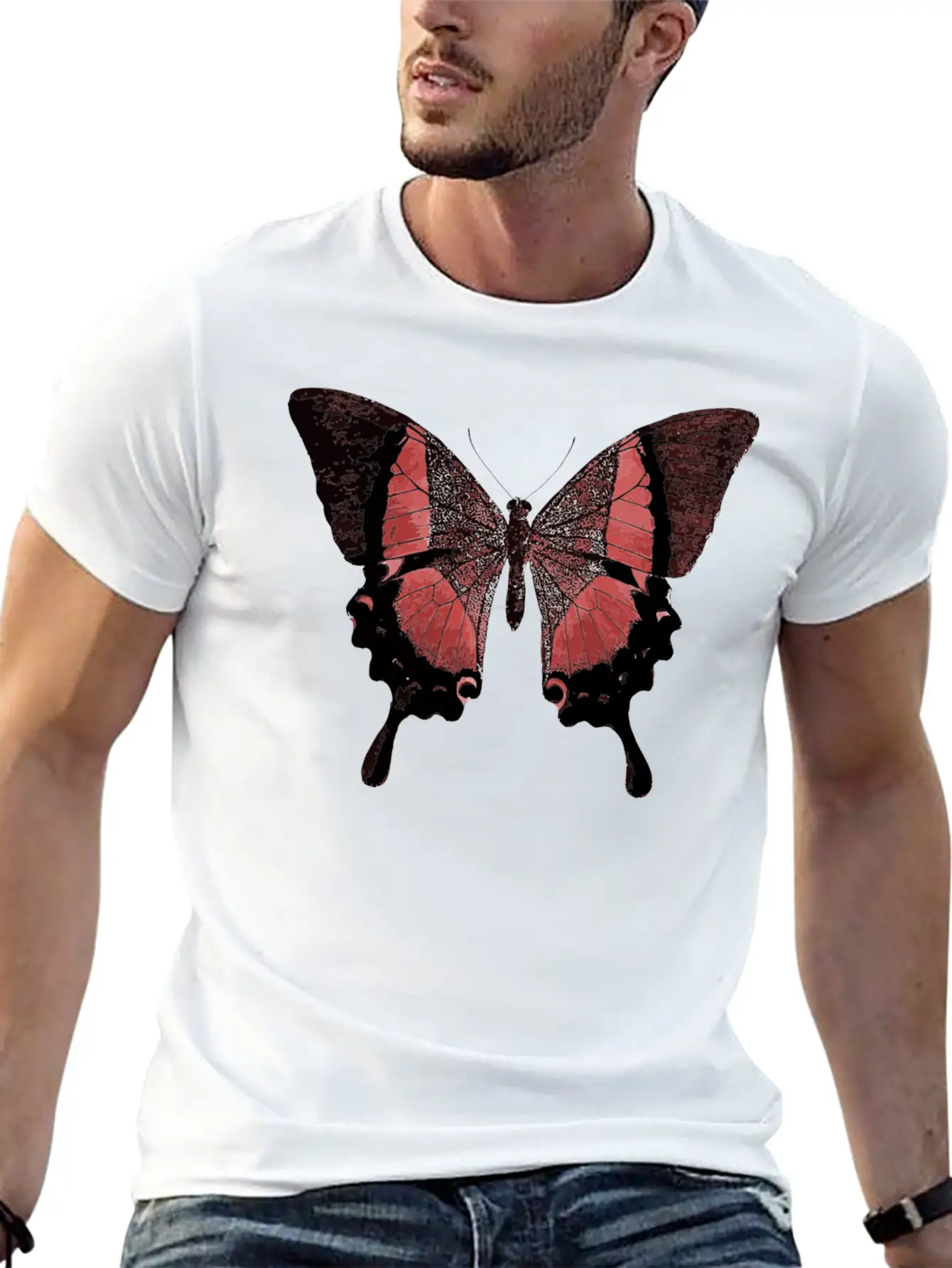 Red Butterfly Basic Graphic T-Shirt – Daily Comfort In Soft Cotton