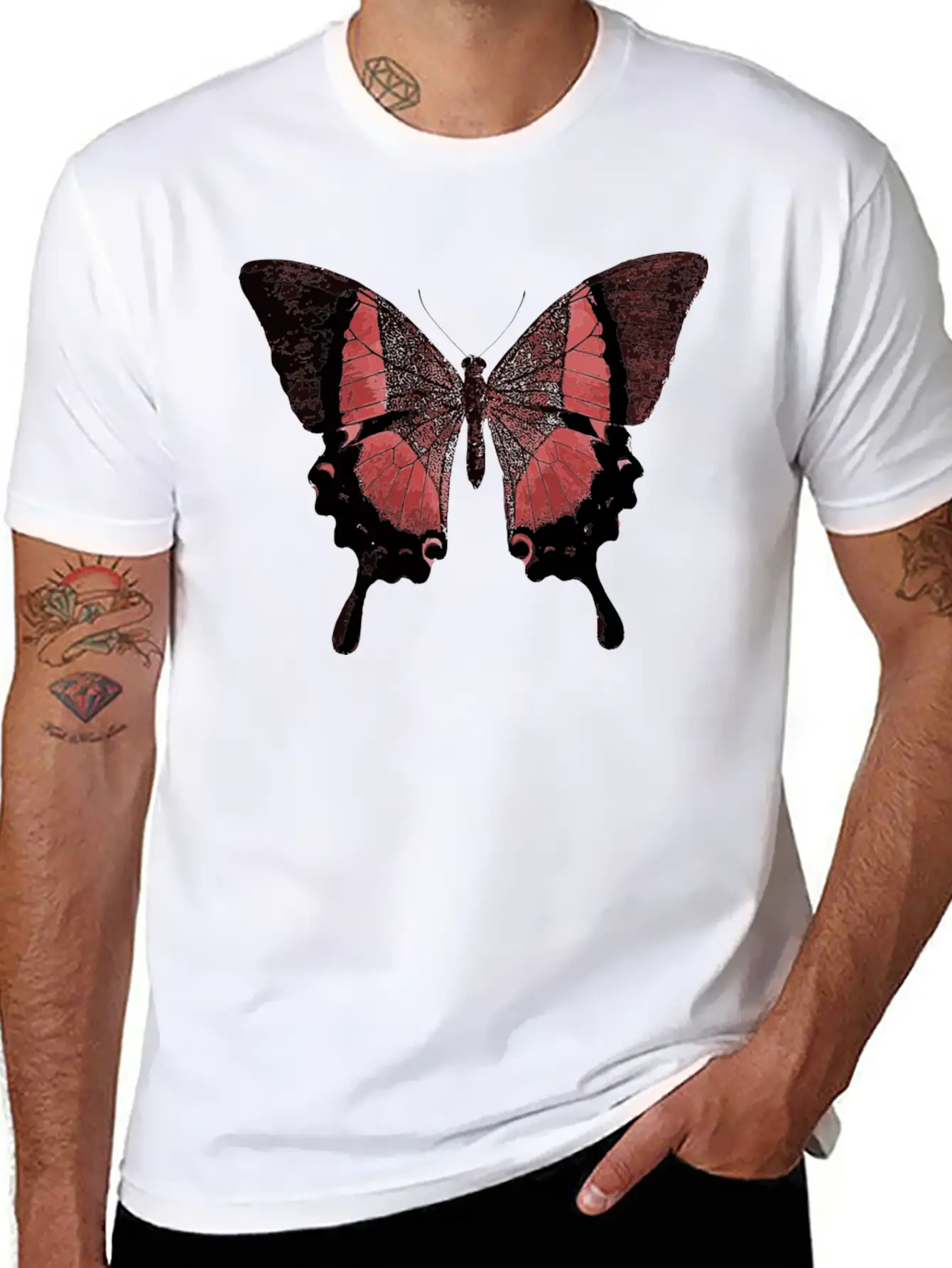 Red Butterfly Basic Graphic T-Shirt – Daily Comfort In Soft Cotton
