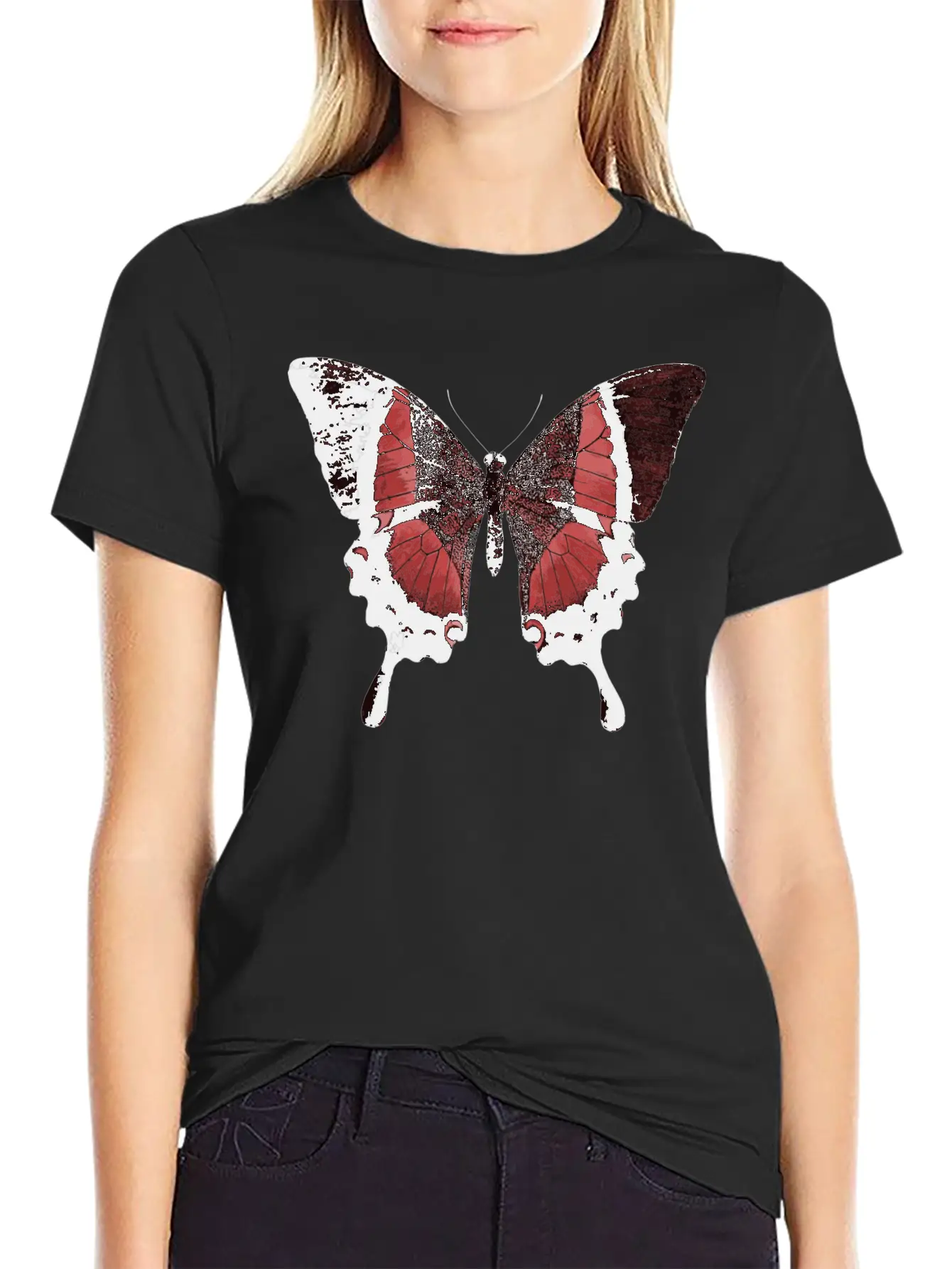 Red Butterfly Basic Graphic T-Shirt – Daily Comfort In Soft Cotton