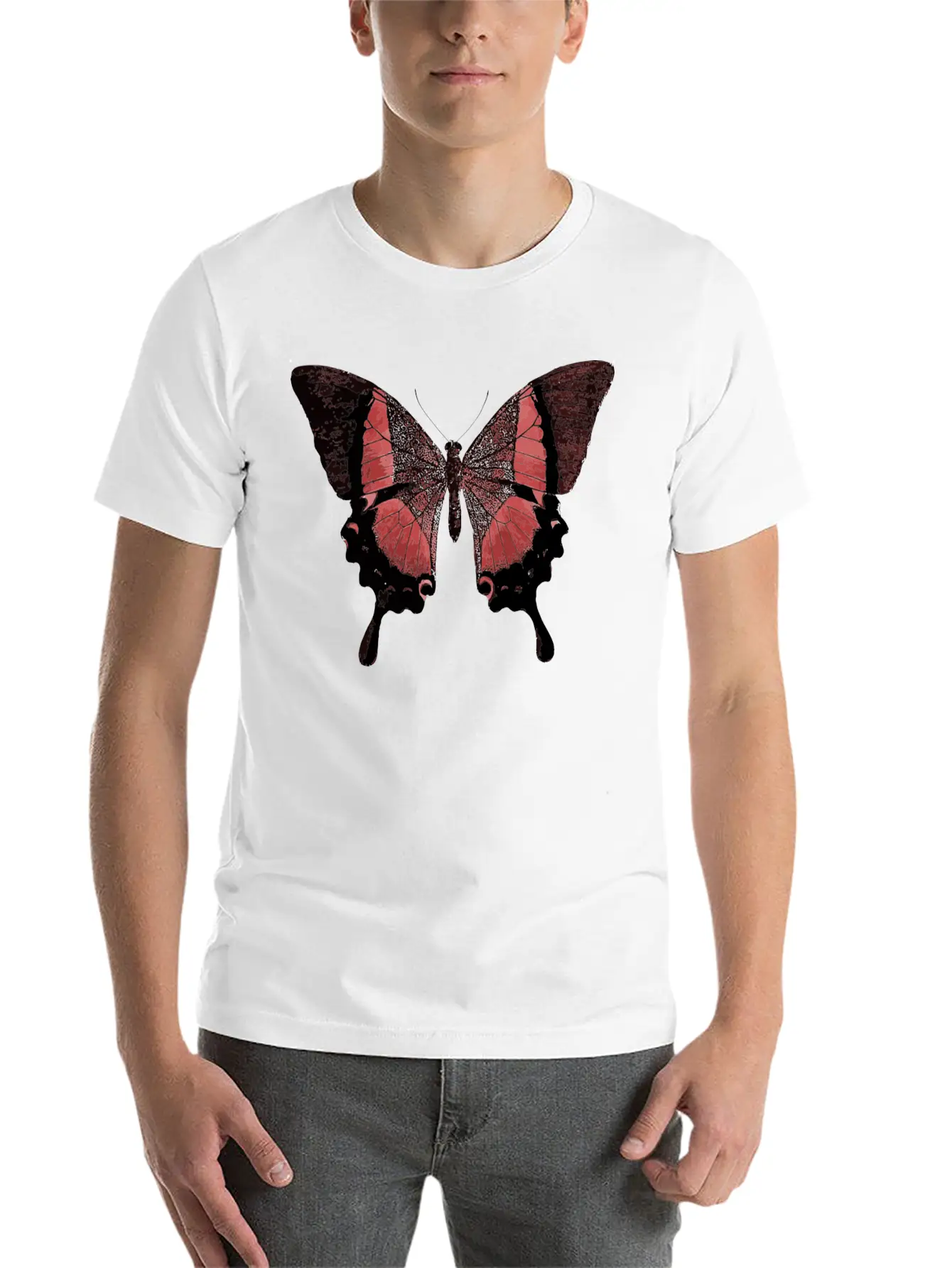 Red Butterfly Basic Graphic T-Shirt – Daily Comfort In Soft Cotton