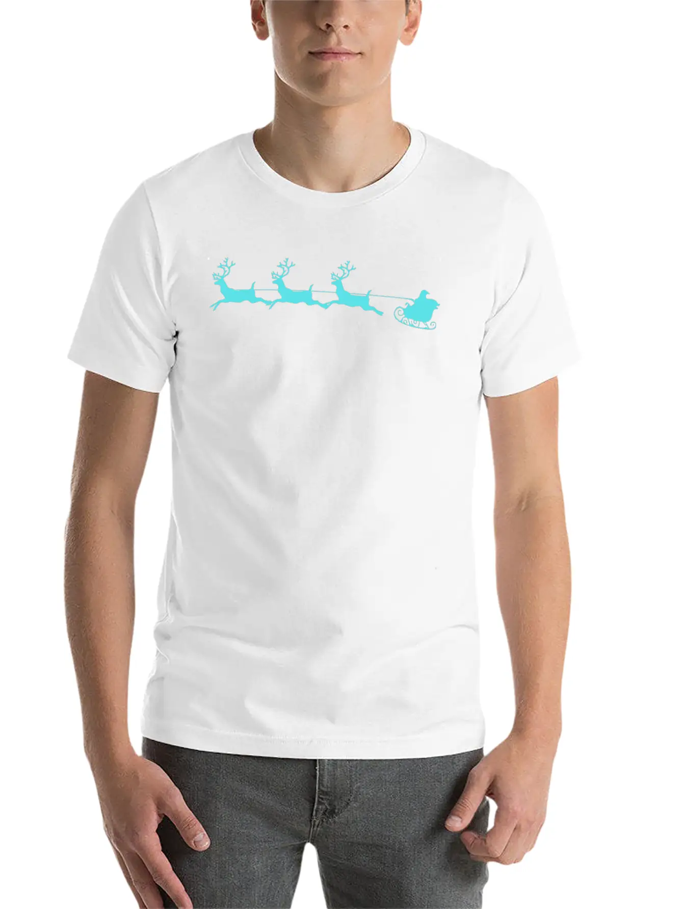 Santa Sleigh And Reindeer Breathable Graphic T-Shirt – Perfect For Casual Days