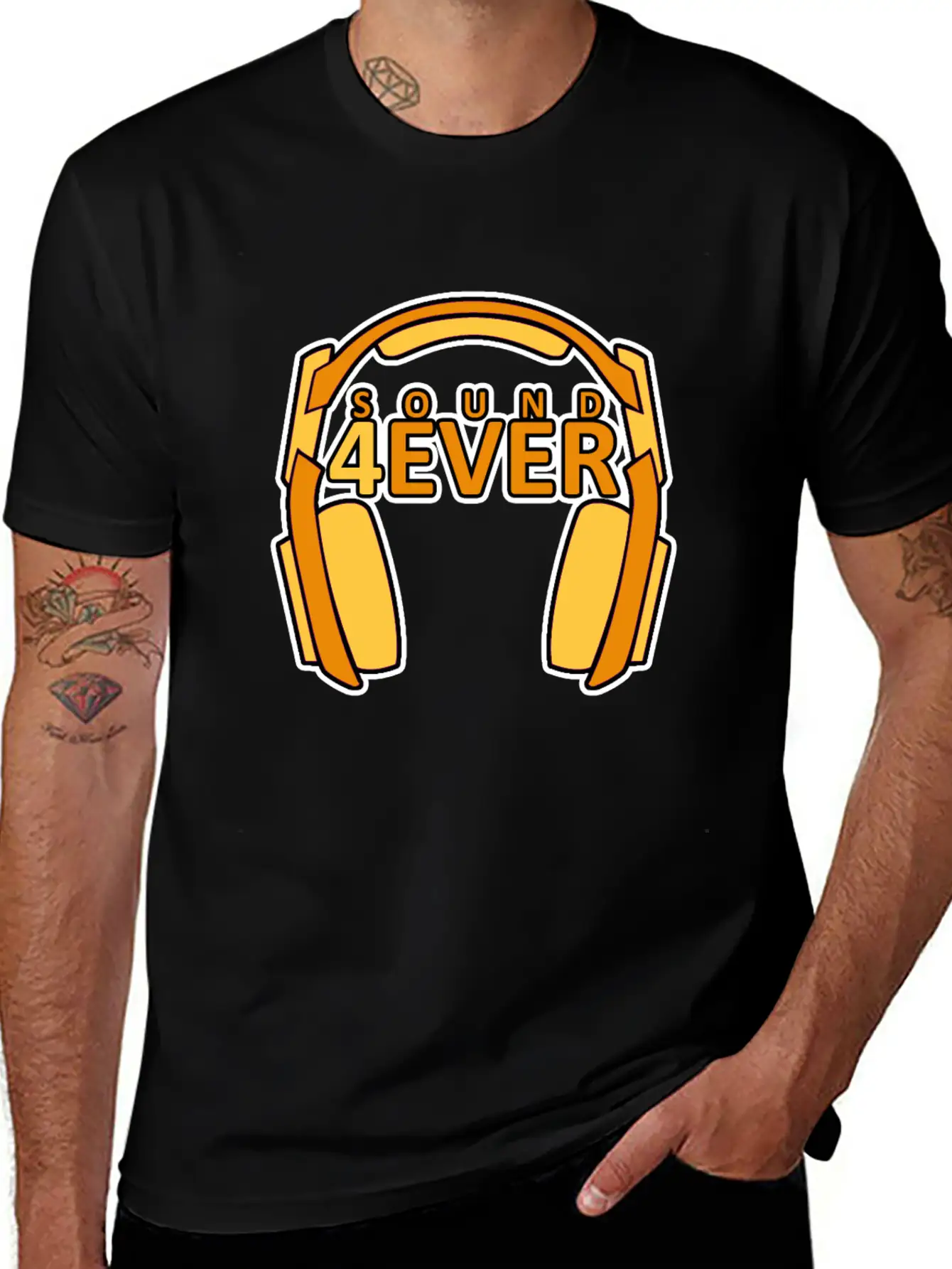 Sound 4 Ever Music Is Life Head Phones Basic Graphic T-Shirt – Daily Comfort In Soft Cotton