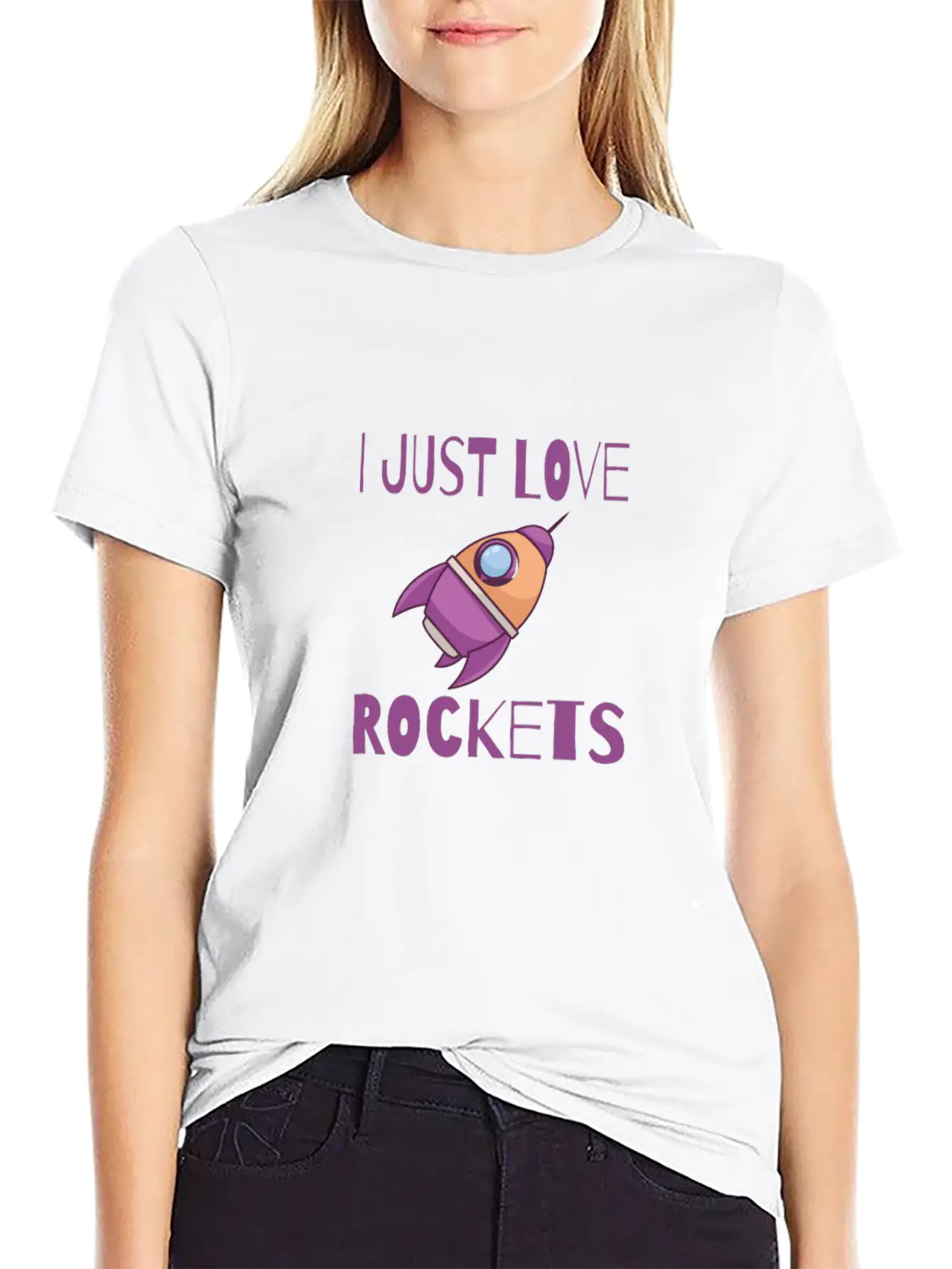 SPACE / ROCKET: I Just Love Rockets Basic Graphic T-Shirt – Daily Comfort In Soft Cotton
