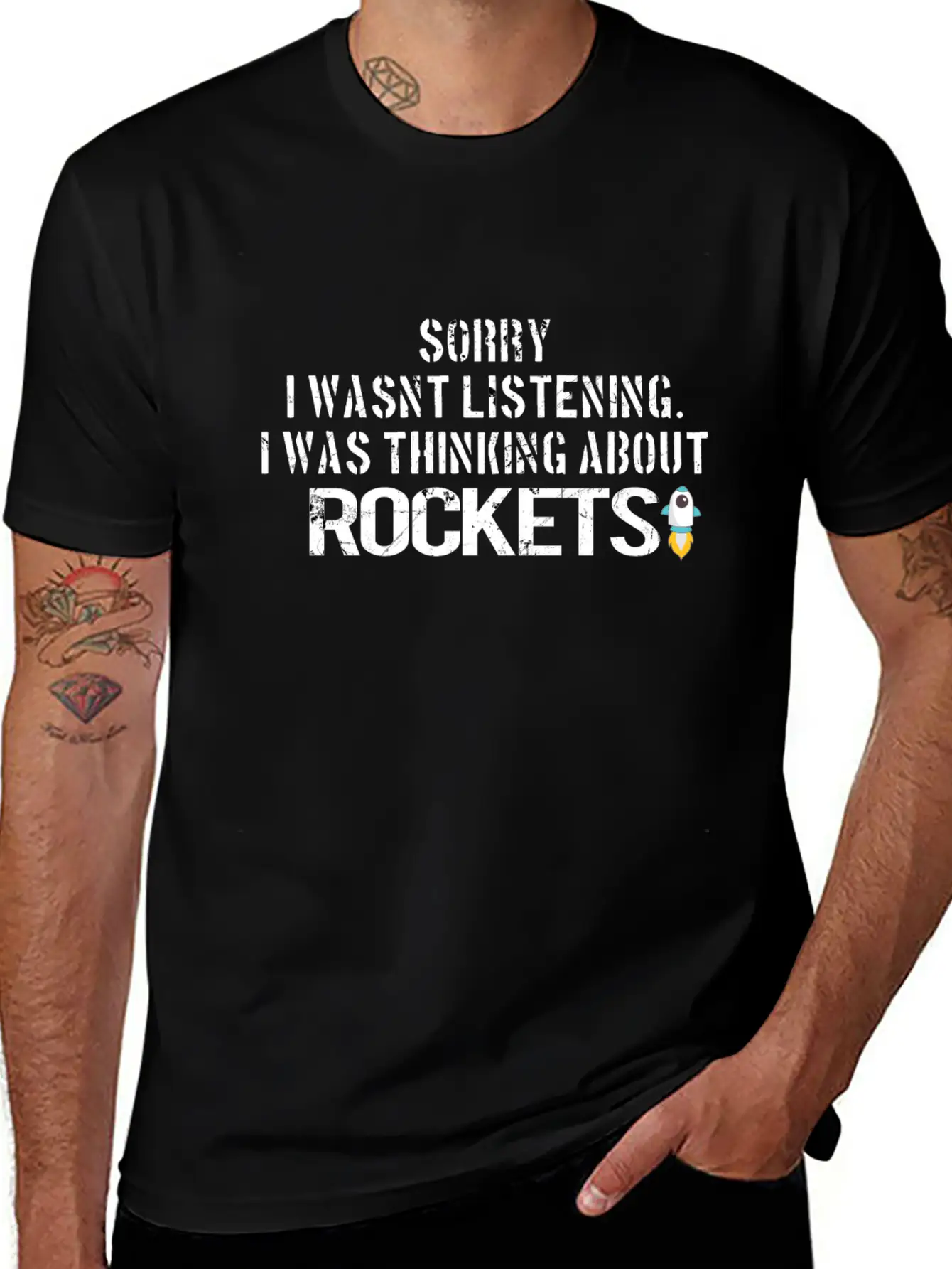 SPACE / ROCKET: Sorry I Wasn´t Listening Breathable Graphic T-Shirt – Perfect For Casual Days