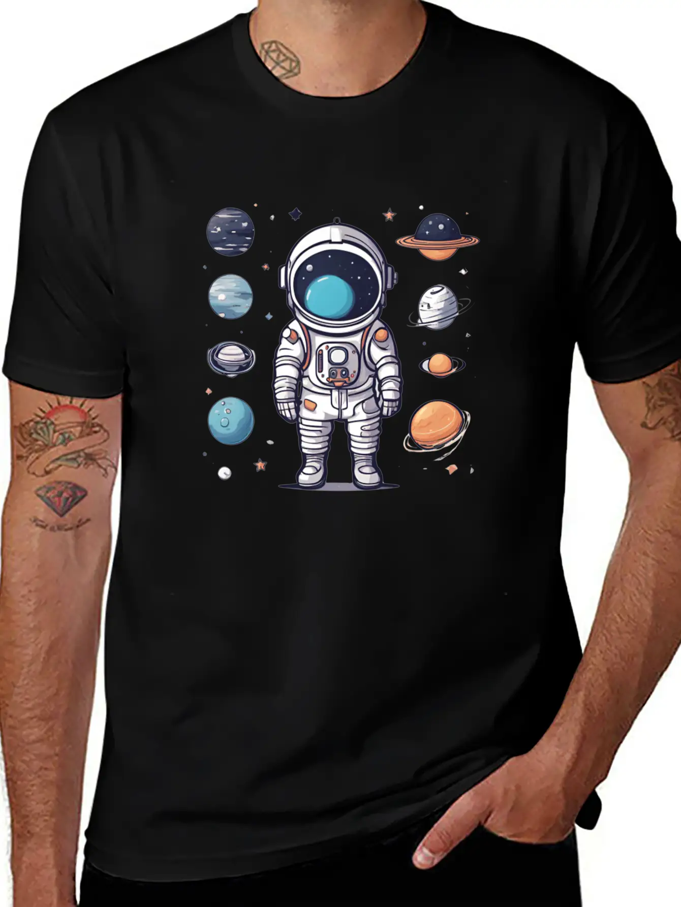 Space, Simple Design Breathable Graphic T-Shirt – Perfect For Casual Days