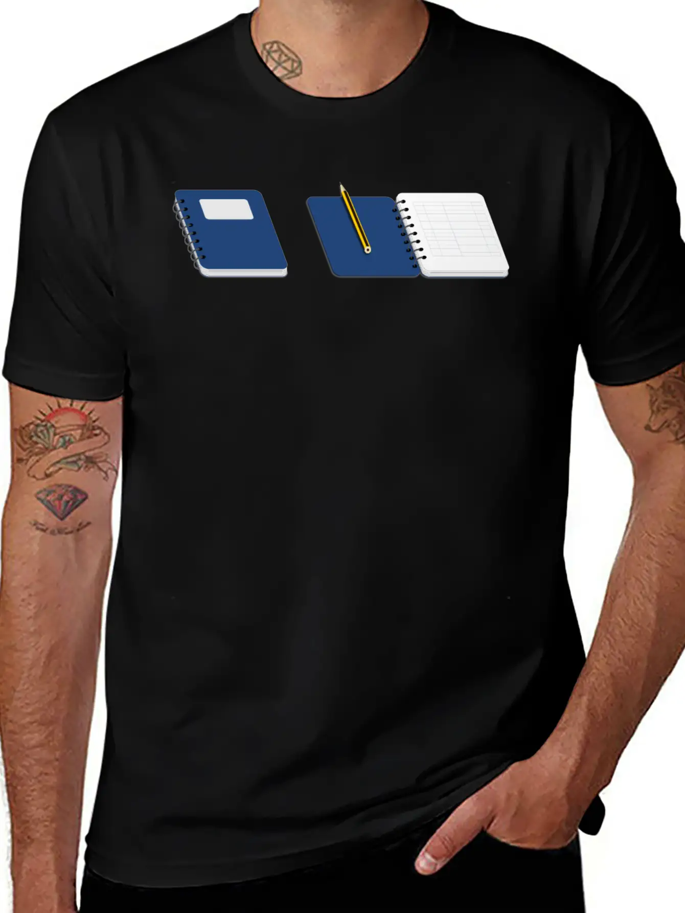 Spiral Notebook With Pencil Basic Graphic T-Shirt – Daily Comfort In Soft Cotton