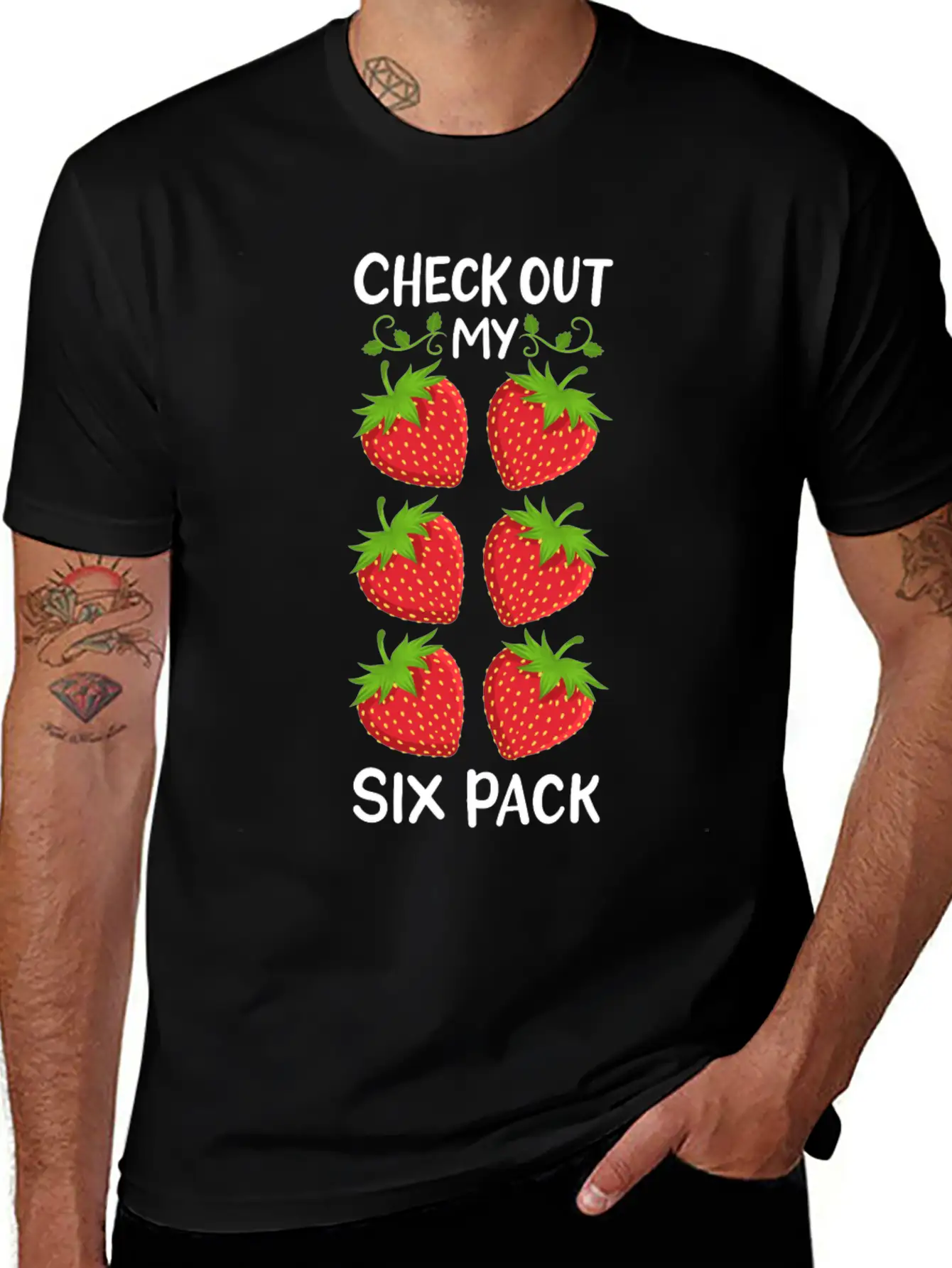 Strawberry Six Pack Workout Basic Graphic T-Shirt – Daily Comfort In Soft Cotton