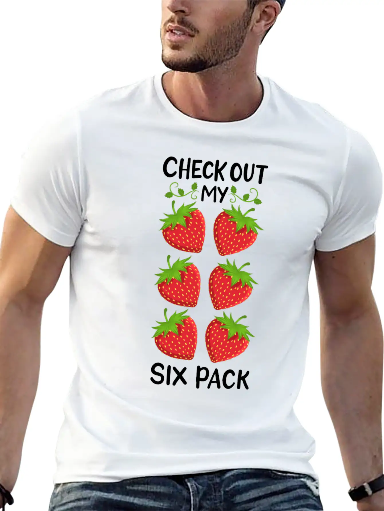 Strawberry Six Pack Workout Basic Graphic T-Shirt – Daily Comfort In Soft Cotton