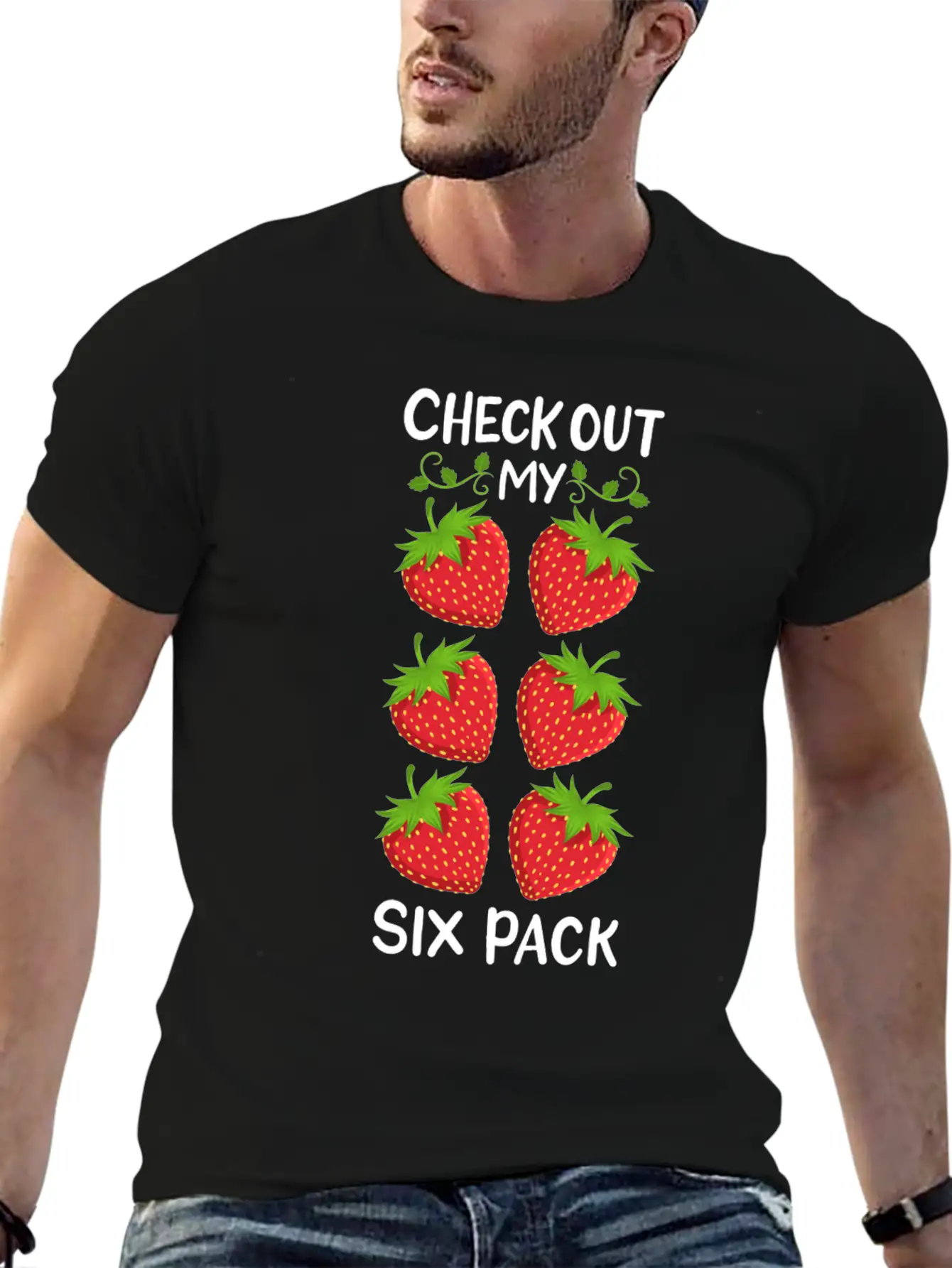 Strawberry Six Pack Workout Basic Graphic T-Shirt – Daily Comfort In Soft Cotton
