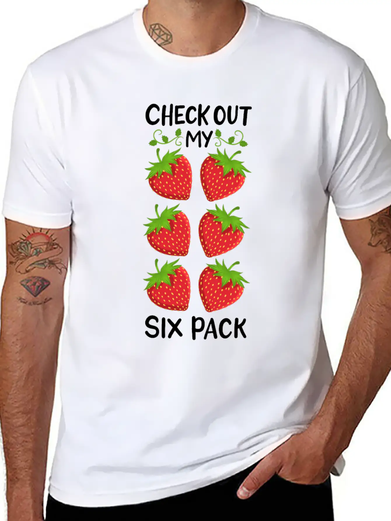 Strawberry Six Pack Workout Basic Graphic T-Shirt – Daily Comfort In Soft Cotton