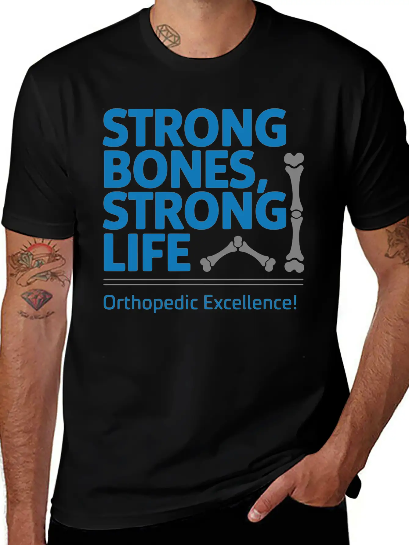 Strong Bones, Strong Life Breathable Graphic T-Shirt – Perfect For Casual Days