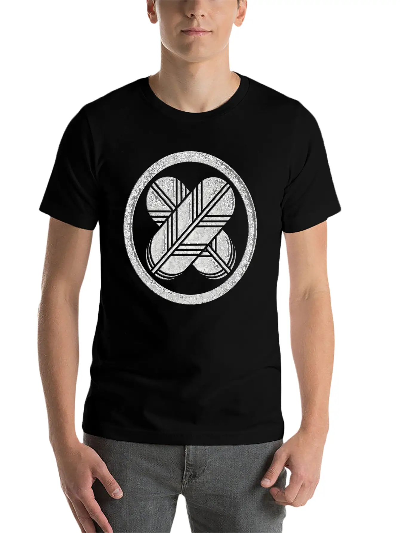 Takanoha Kamon In Silver Foil Breathable Graphic T-Shirt – Perfect For Casual Days