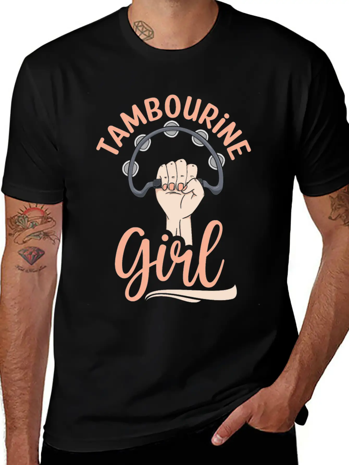 Tambourine Girl Percussion Musician Basic Graphic T-Shirt – Daily Comfort In Soft Cotton
