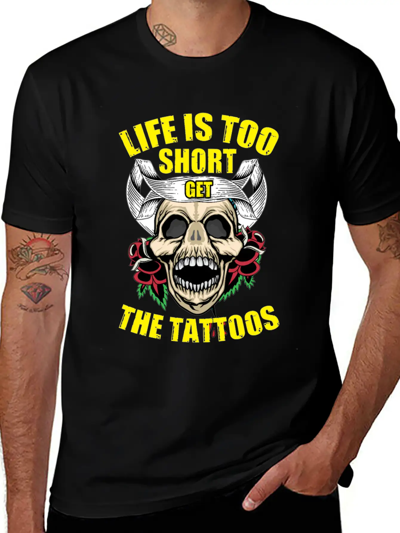 Tattoo Ink Artist Tribal Life Is Too Short Get Basic Graphic T-Shirt – Daily Comfort In Soft Cotton