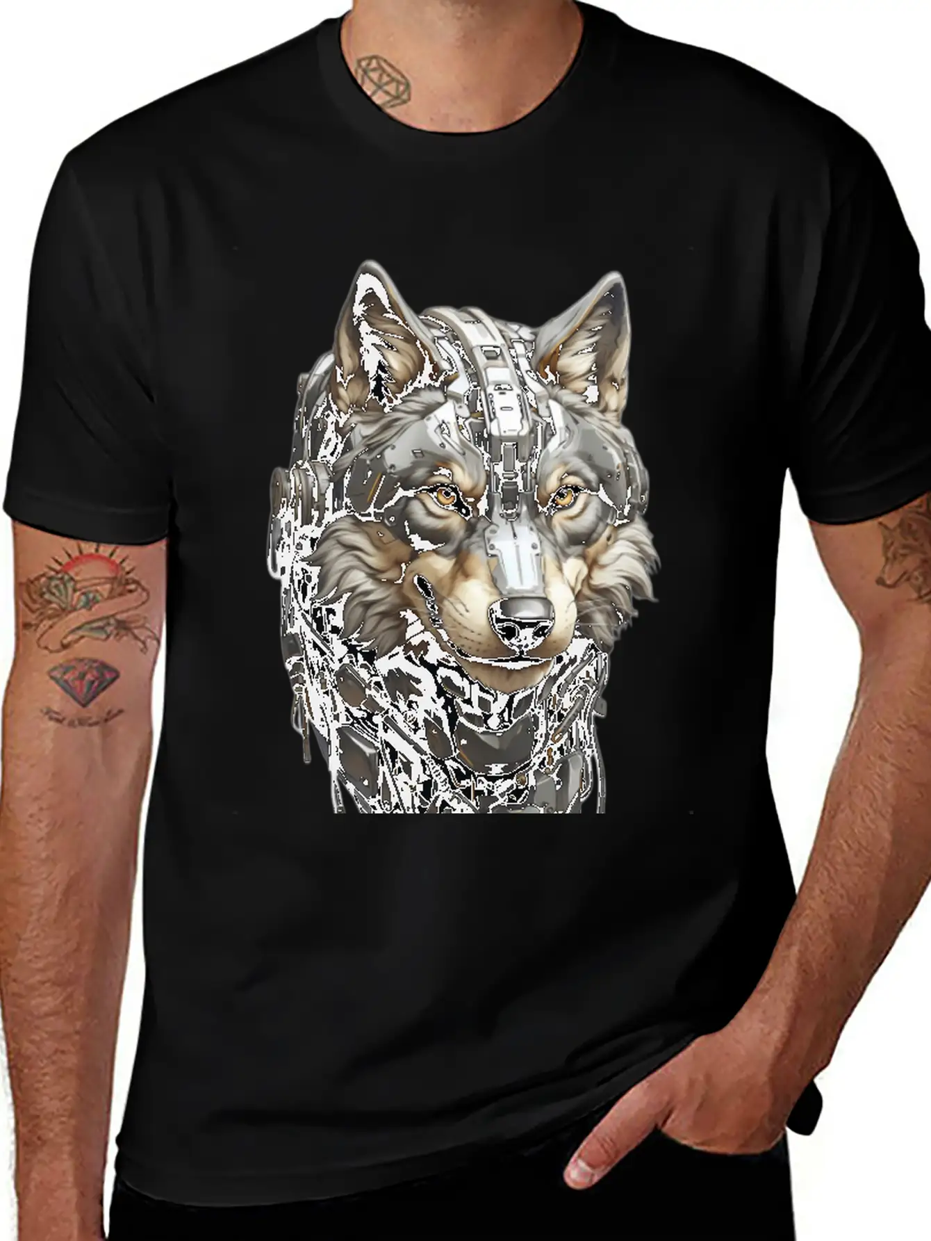 The Head Of A Gray Robotic Gray Wolf Is Looking Timeless Short Sleeve Tee – Comfy And Minimalist Design