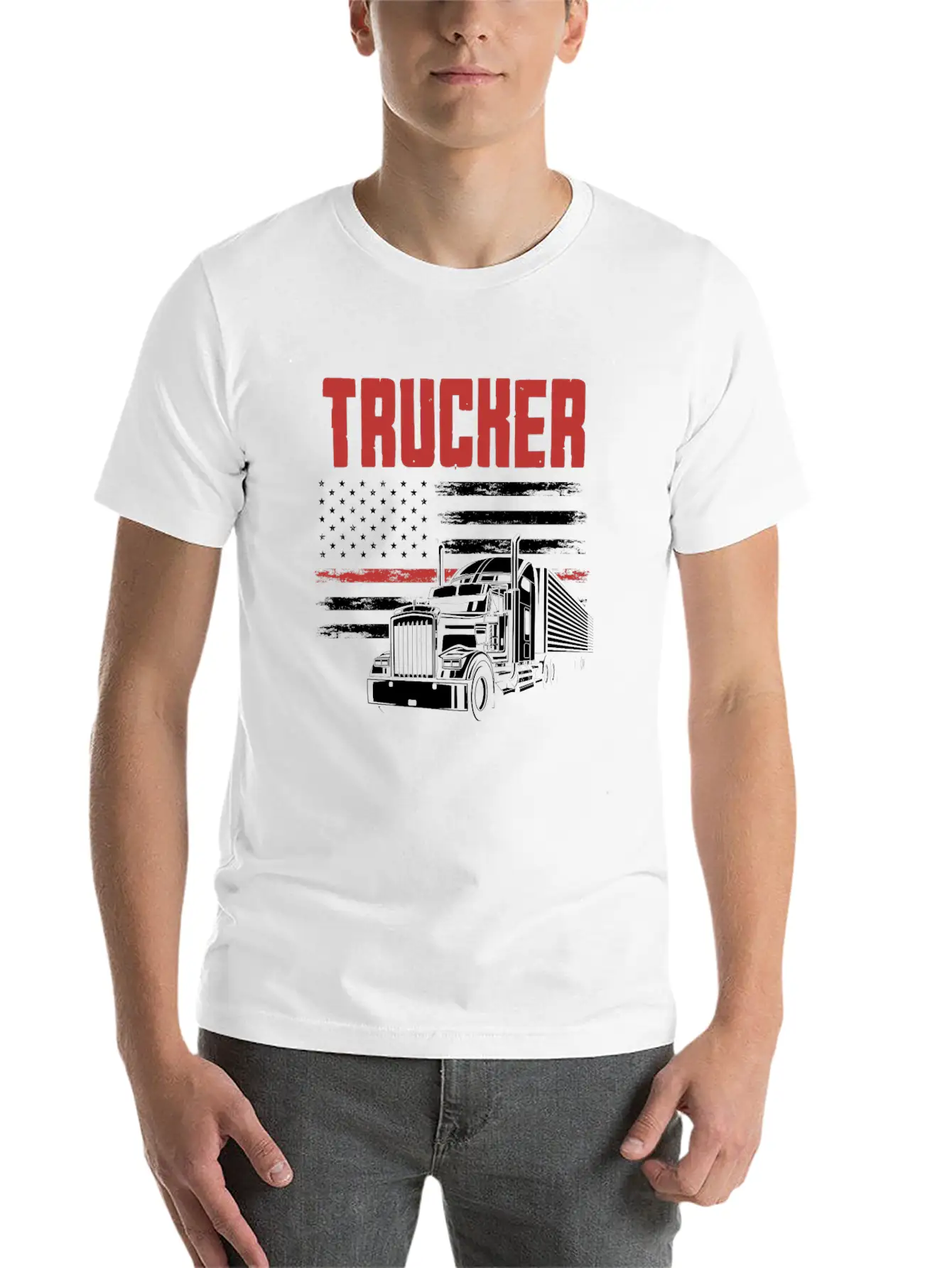 Truck Driver USA Flag Patriot Breathable Graphic T-Shirt – Perfect For Casual Days