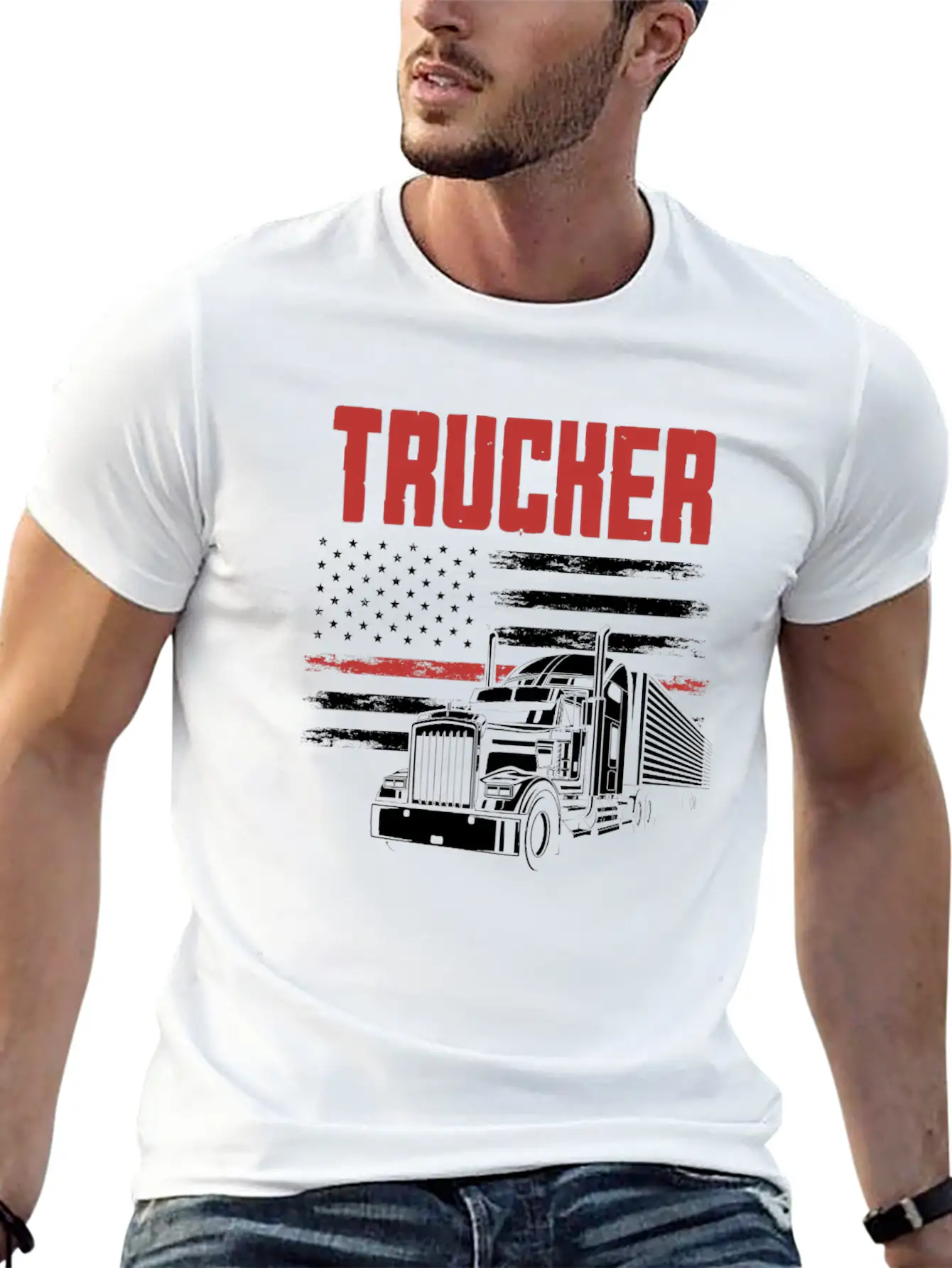 Truck Driver USA Flag Patriot Breathable Graphic T-Shirt – Perfect For Casual Days