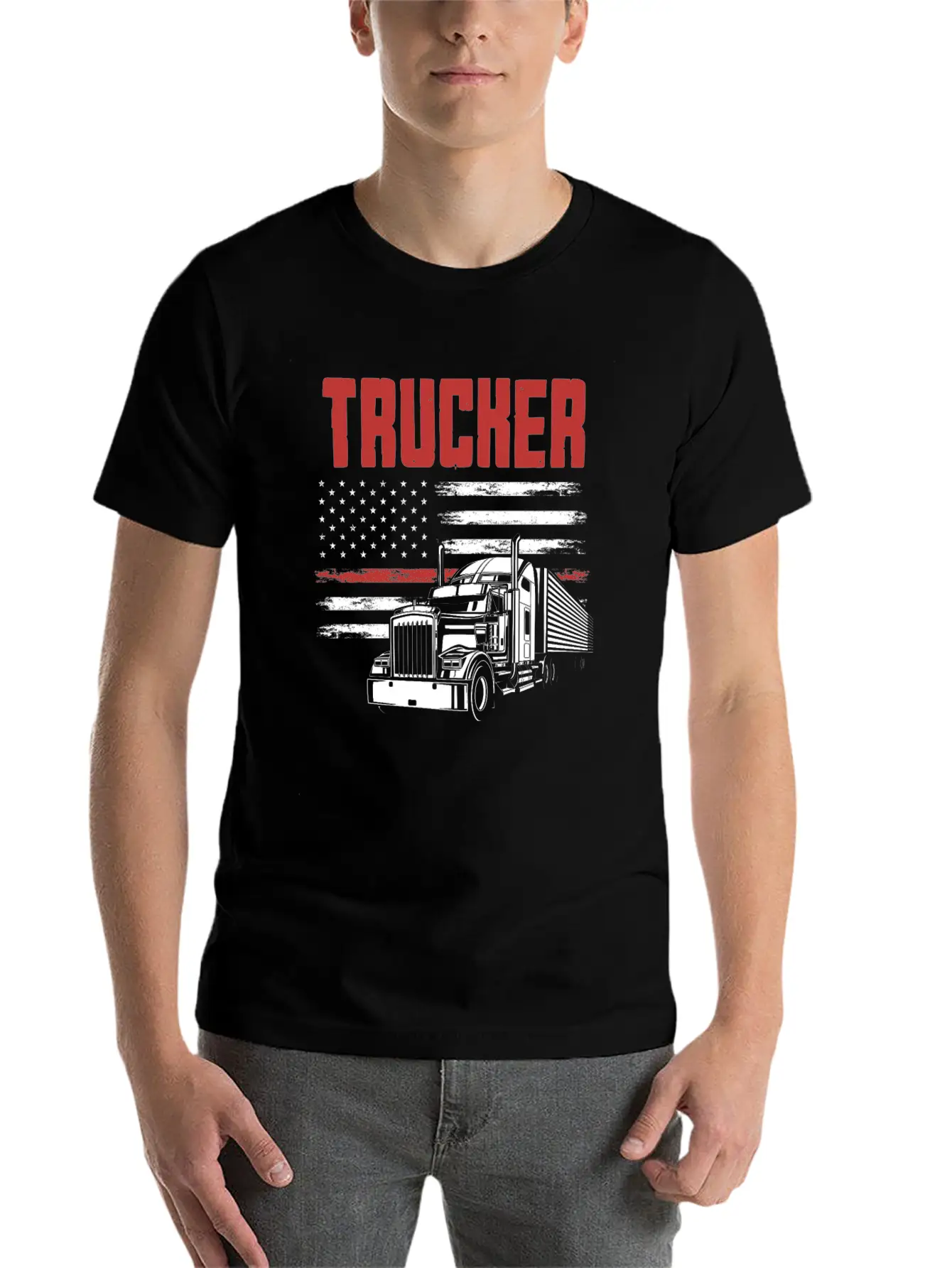 Truck Driver USA Flag Patriot Breathable Graphic T-Shirt – Perfect For Casual Days