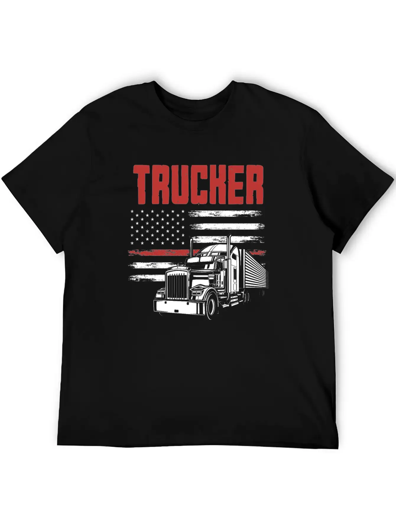 Truck Driver USA Flag Patriot Breathable Graphic T-Shirt – Perfect For Casual Days