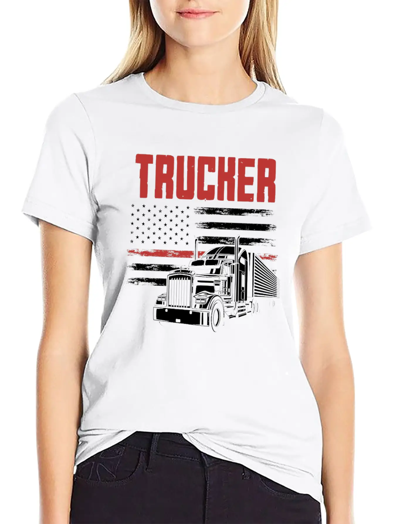 Truck Driver USA Flag Patriot Breathable Graphic T-Shirt – Perfect For Casual Days