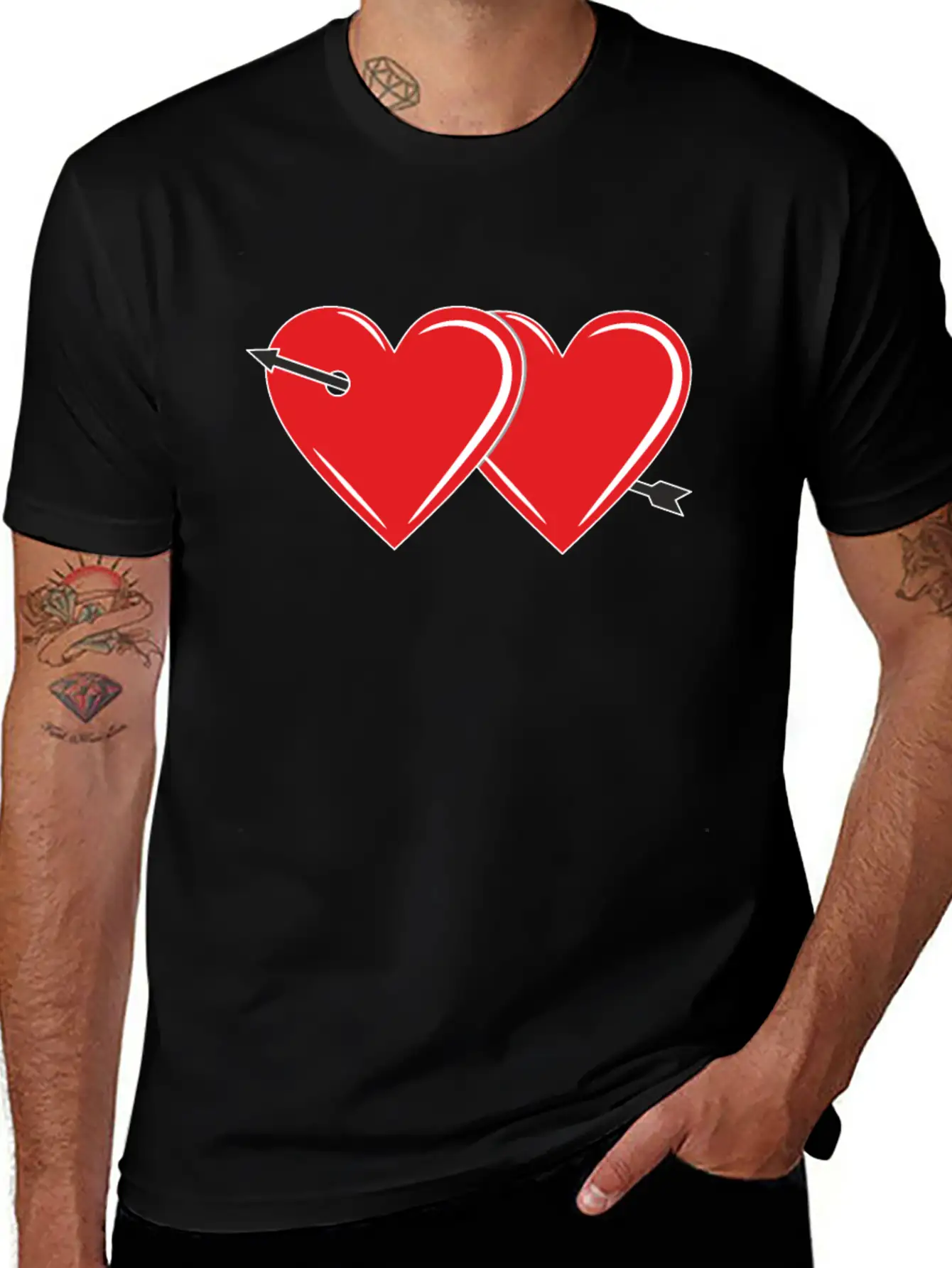 TWO HEARTS WITH ARROW Breathable Graphic T-Shirt – Perfect For Casual Days