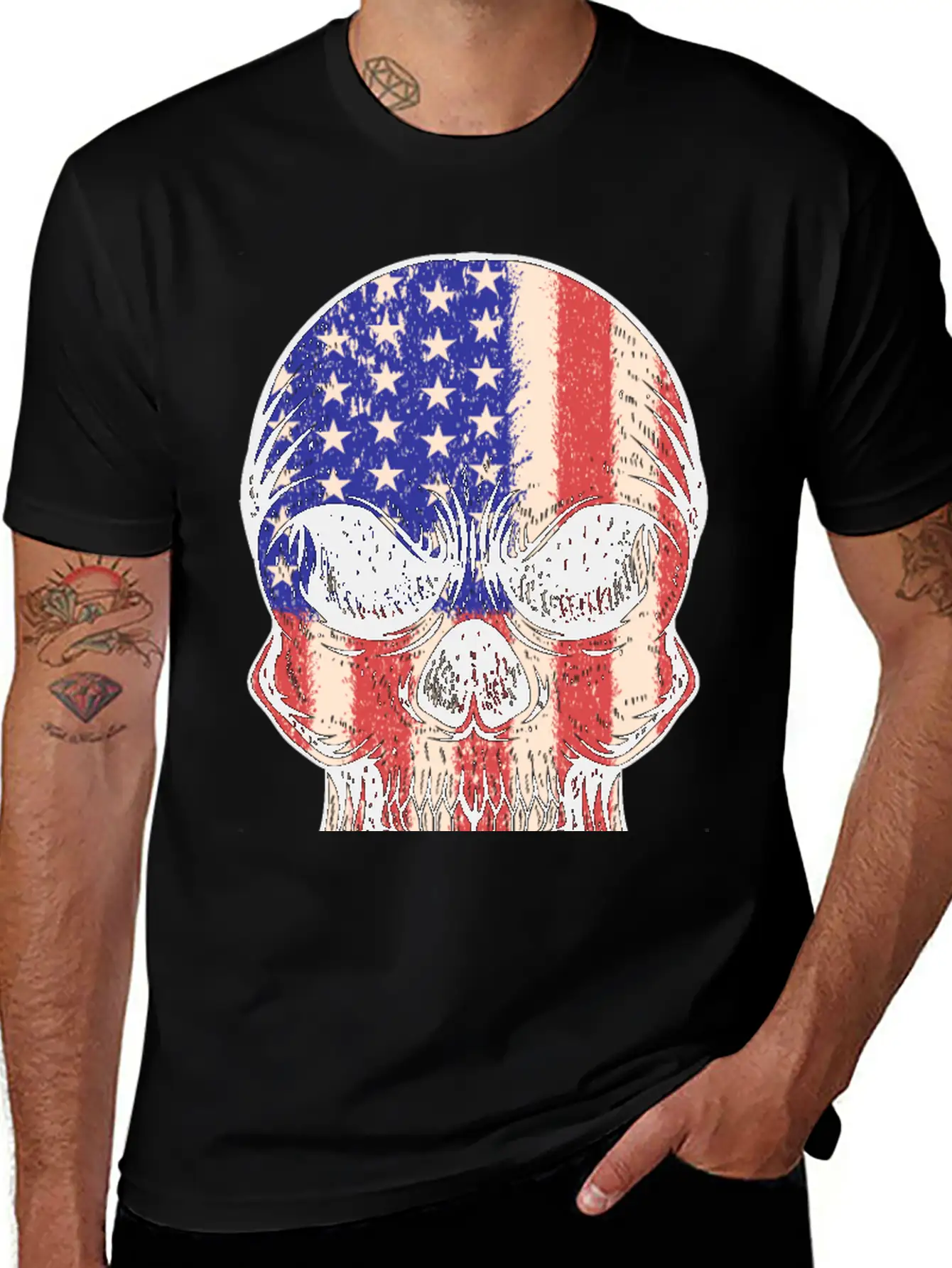 USA, Skull, Us Flag Breathable Graphic T-Shirt – Perfect For Casual Days