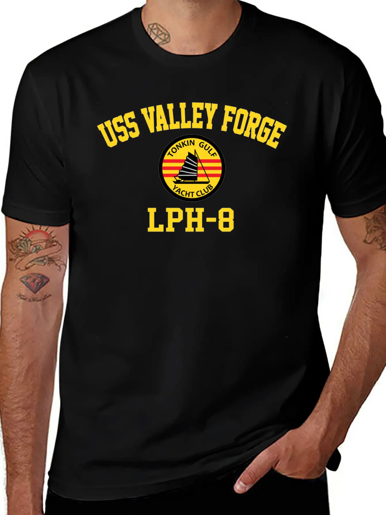 Uss Valley Forge Lph-8 Tonkin Gulf Yacht Club Breathable Graphic T-Shirt – Perfect For Casual Days