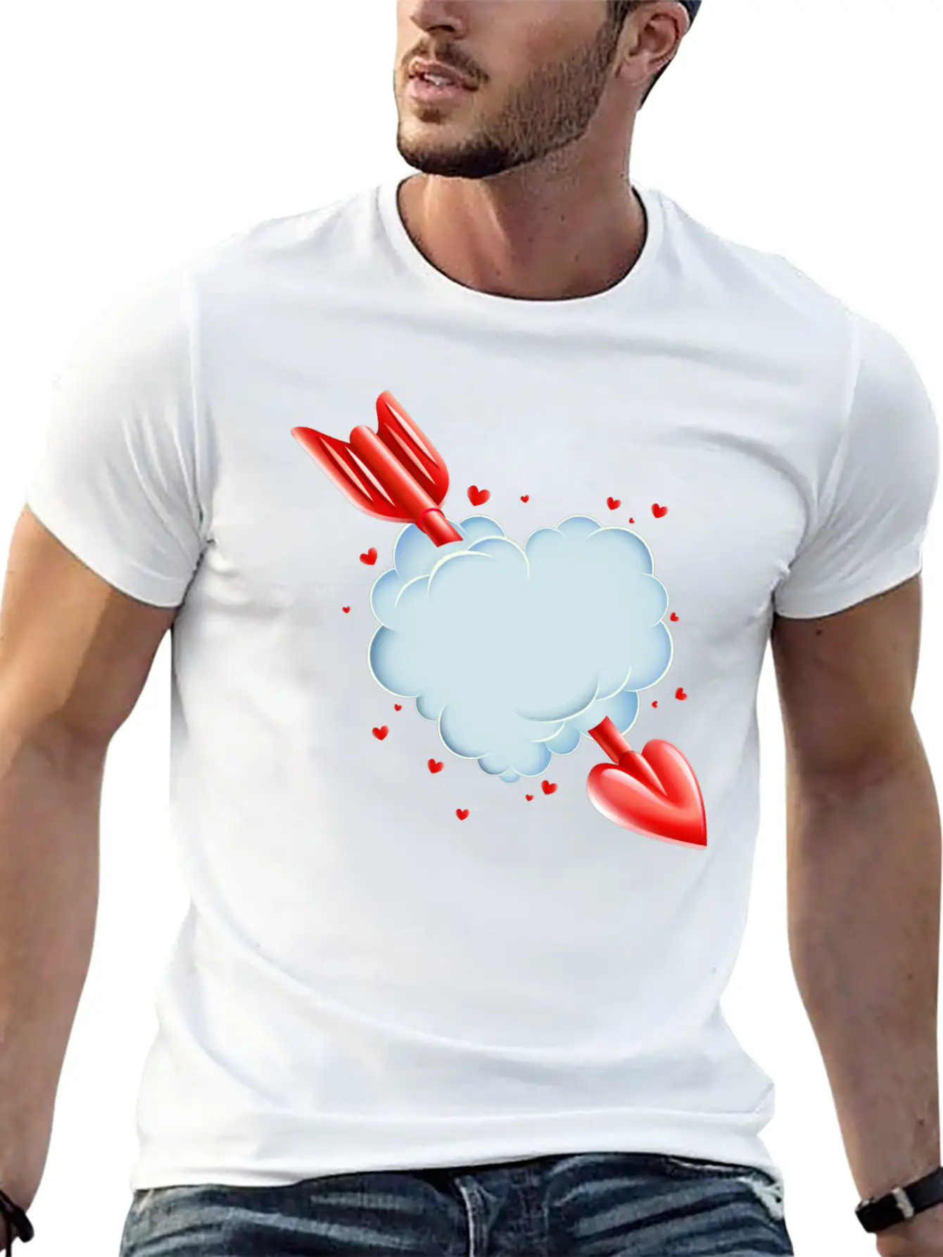 Valentine S Day Cloud Heart Love Tshirt Breathable Graphic T-Shirt – Perfect For Casual Days