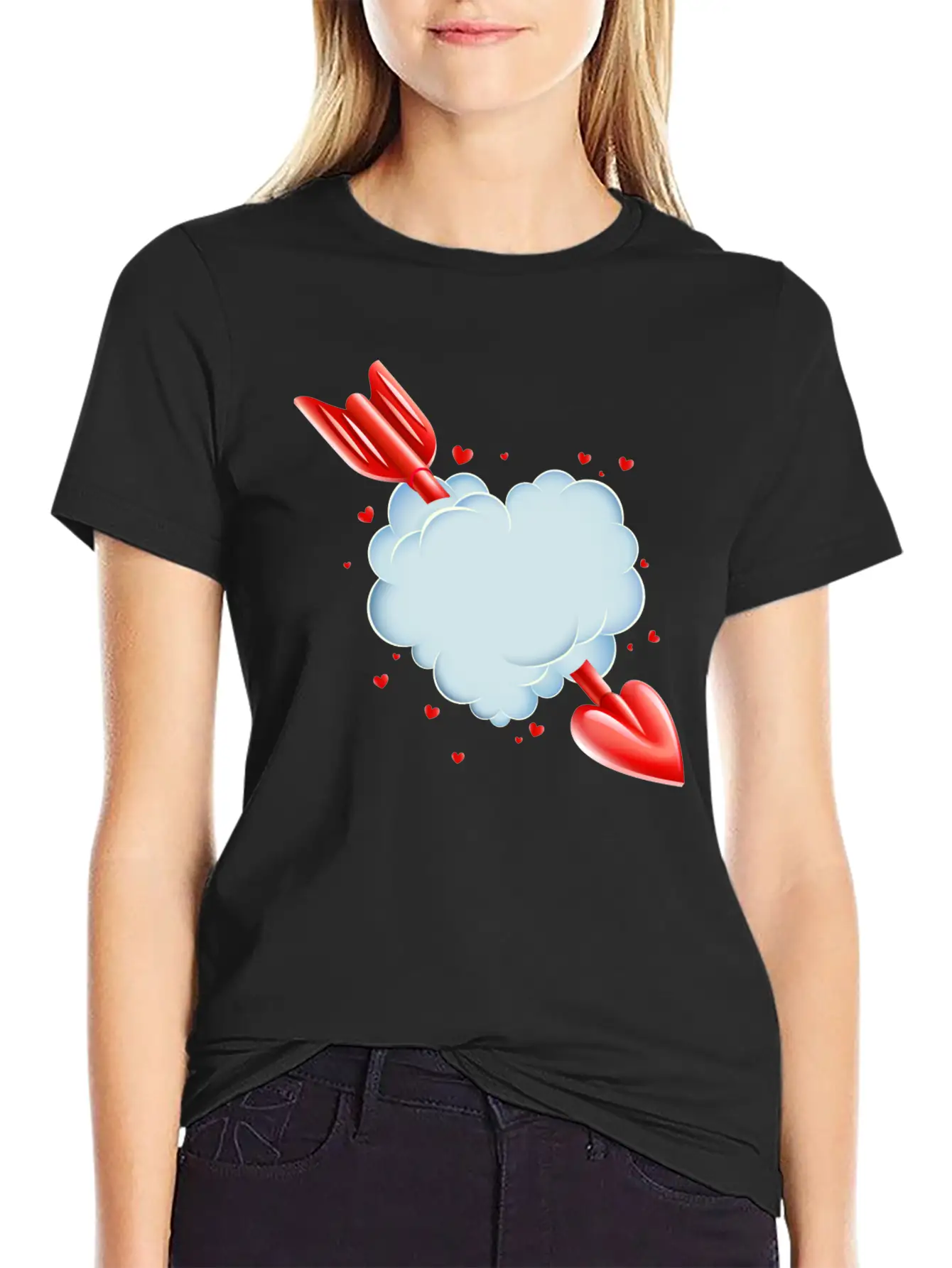 Valentine S Day Cloud Heart Love Tshirt Breathable Graphic T-Shirt – Perfect For Casual Days
