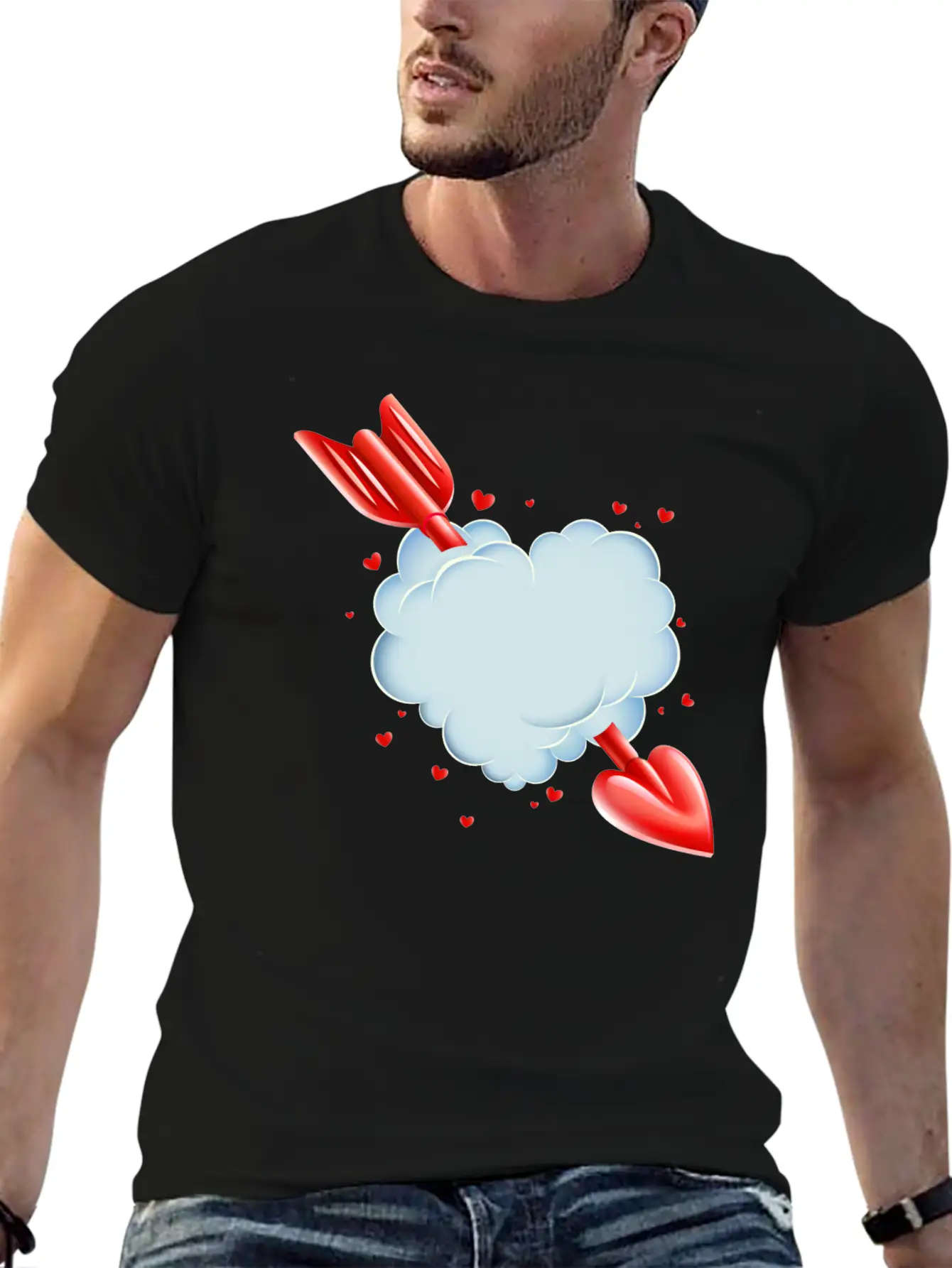 Valentine S Day Cloud Heart Love Tshirt Breathable Graphic T-Shirt – Perfect For Casual Days